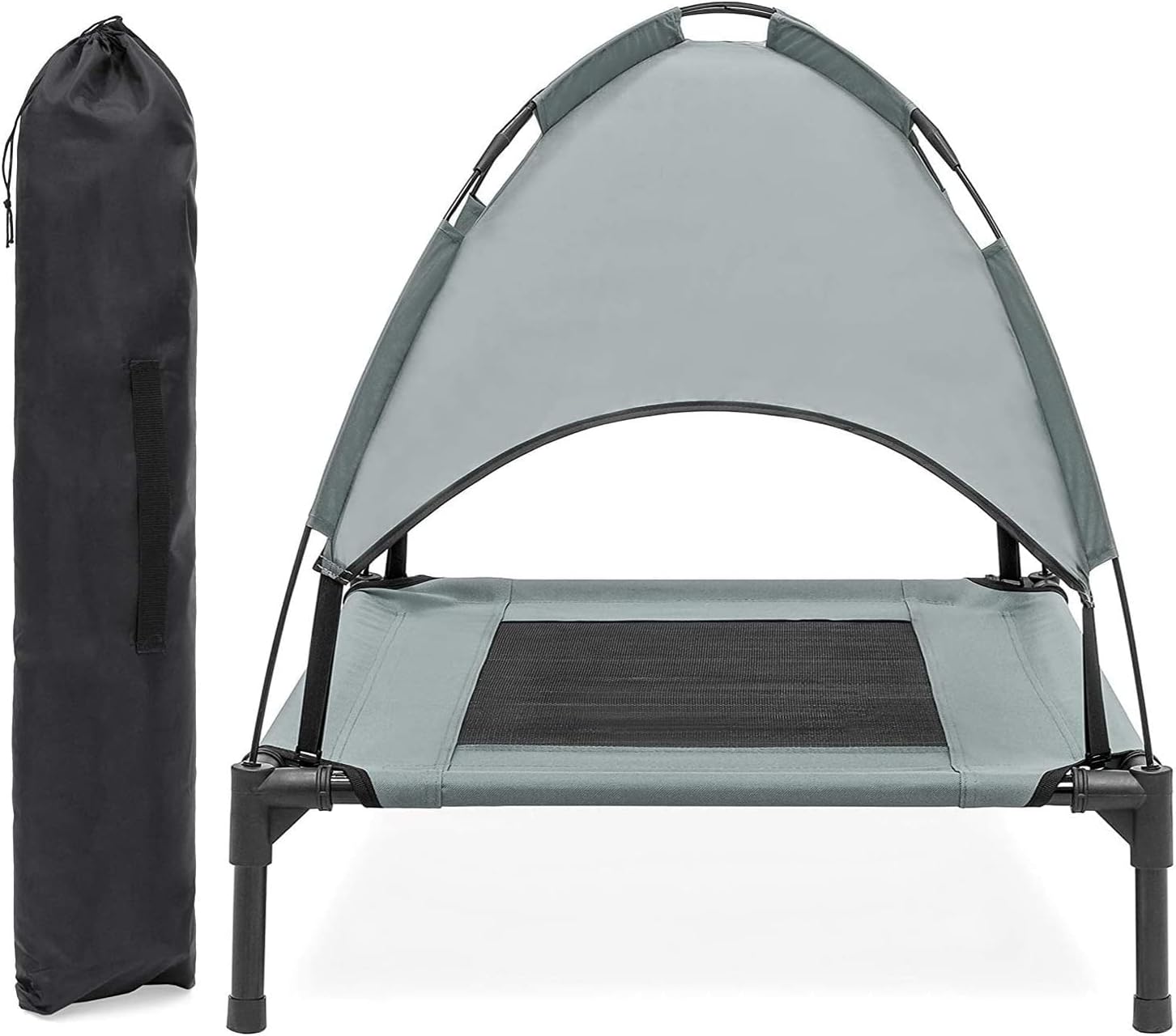 PawfectPals Portable Cooling Waterproof Elevated Heavy Duty Camping Pet Bed and Cot with Detachable Shade for Indoor and Outdoor use (Med)