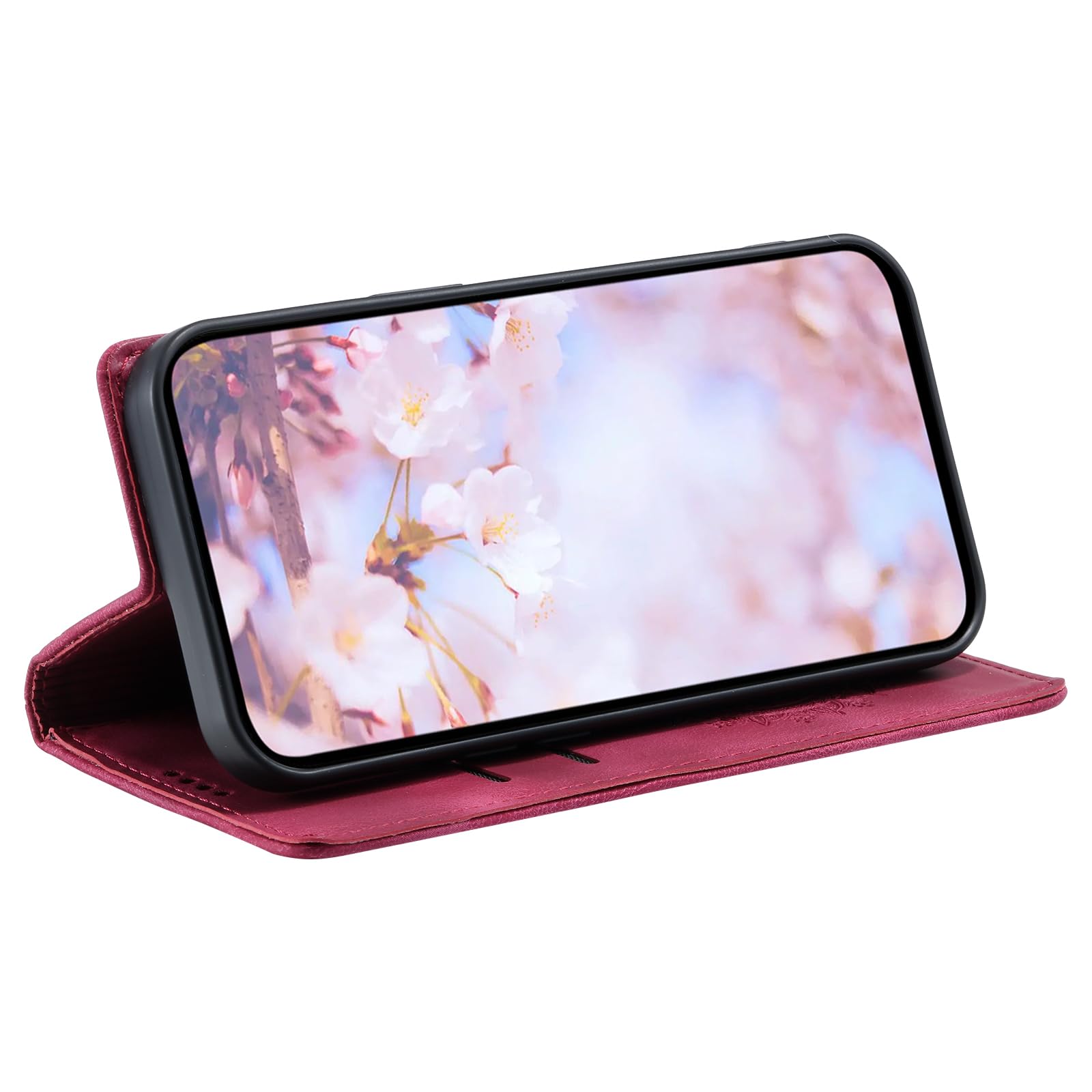 Etui z klapką do Samsung Galaxy A16 5G, etui w ze skóry PU z przegródkami na karty, Odporna na Wstrząsy Obudowa Etui z do Samsung A16 5G (Retro Czerwony)