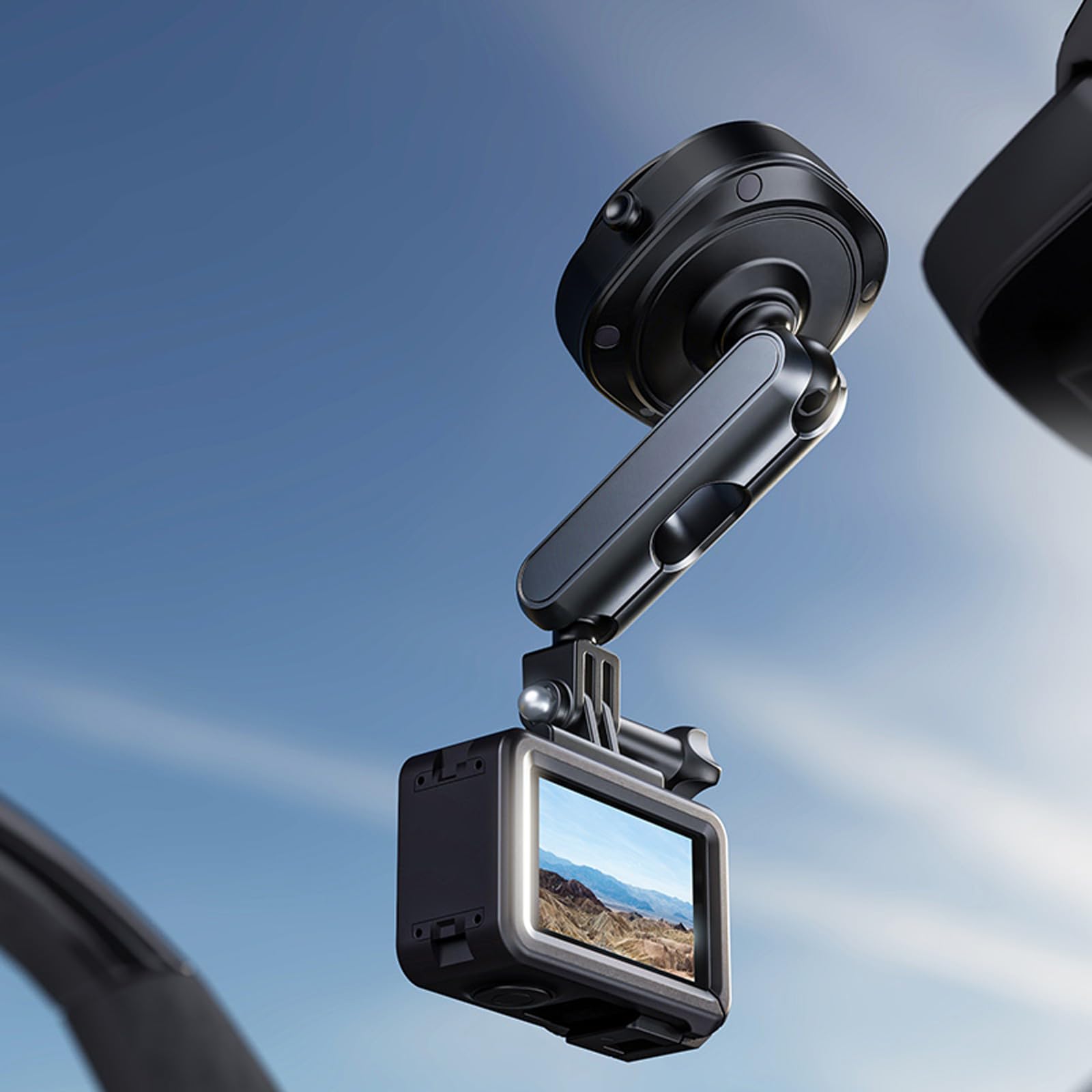 Uchwyt samochodowy na kubek 360, regulowany uchwyt na kamerę sportową na przednią szybę do DJI/Insta360/GoPro kamera sportowa