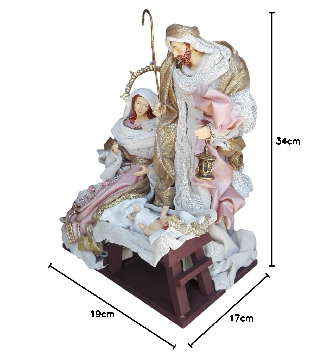 PRESTIGE & DELUXE Krippe in Kunst – Statue Krippe Heilige Familie 3 Figuren – Höhe: 40 cm aus Stoff und handgefertigte Dekorationen – Weihnachtsdekoration für Zuhause Räume Geschenkidee