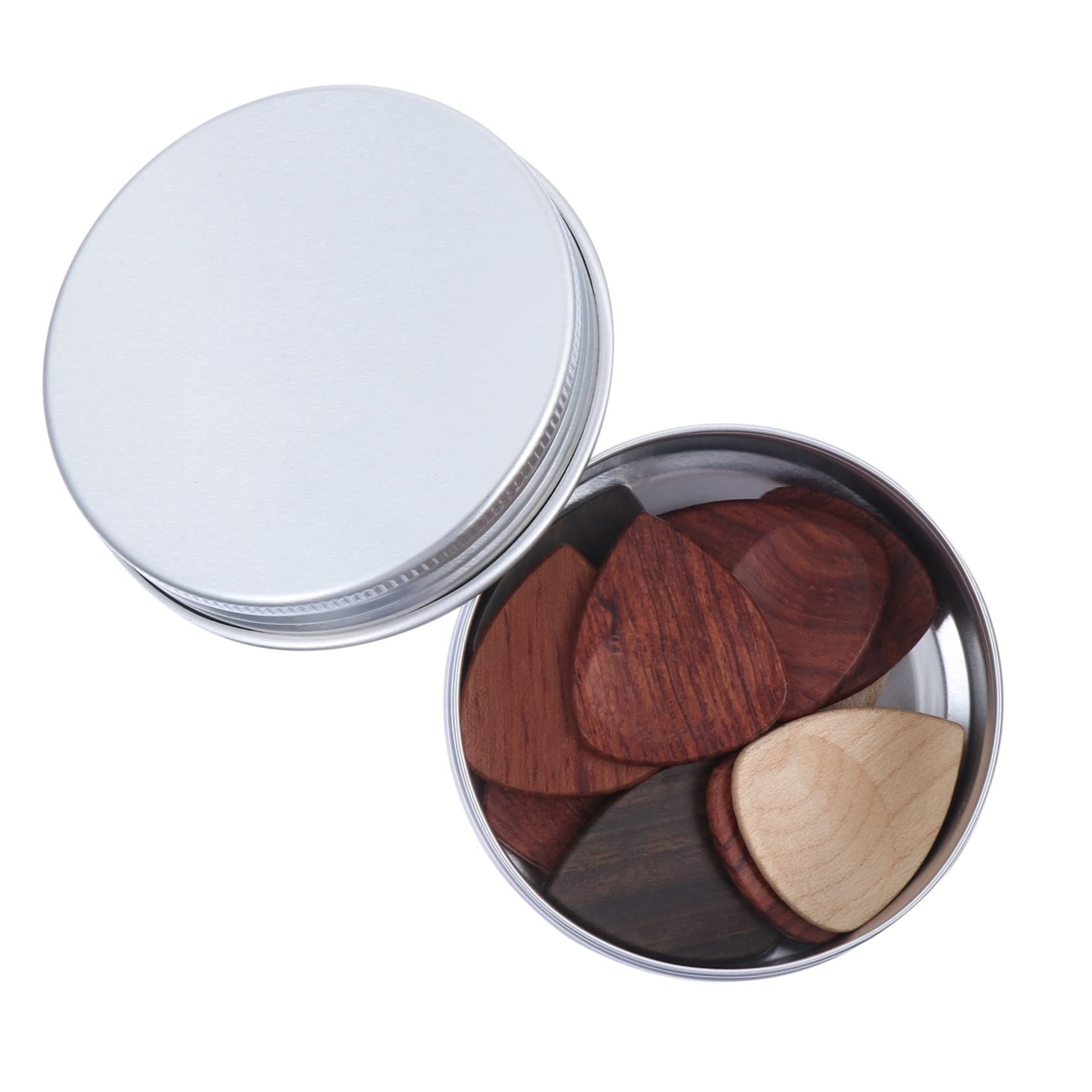 10 pièces Médiators Bois avec Boîte Portable Plectres pour Guitare Acoustique Électrique et Ukulélé pour Musiciens et Spéciaux