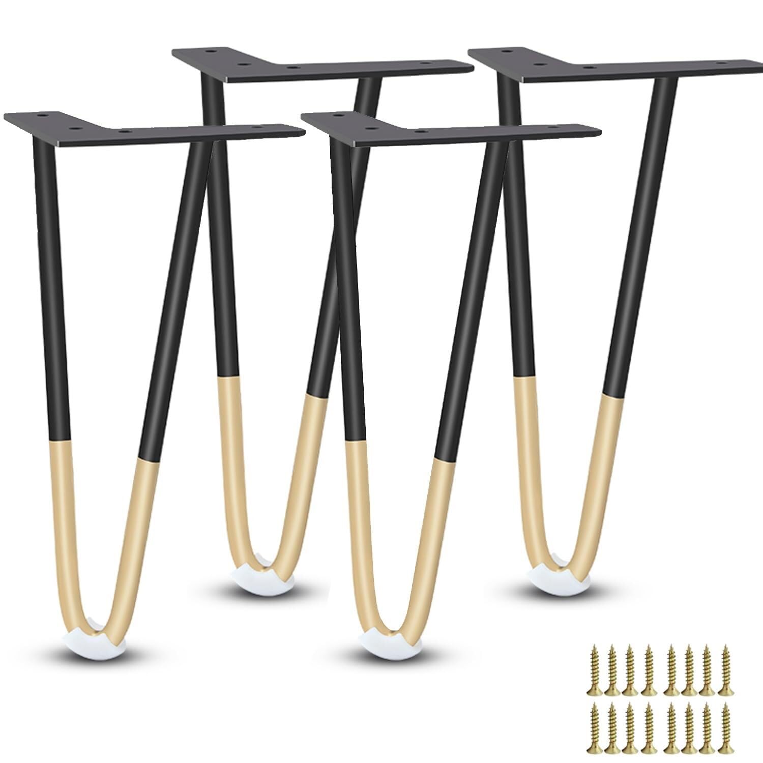 UYHBCNQD Hairpin Replacement Legs 4Pcs Furniture Legs Metal Solid Steel Support Legs 2 Rod Dresser Extenders Furniture Foot Cabinets Legs(Gold+Black,25cm(9.84in))