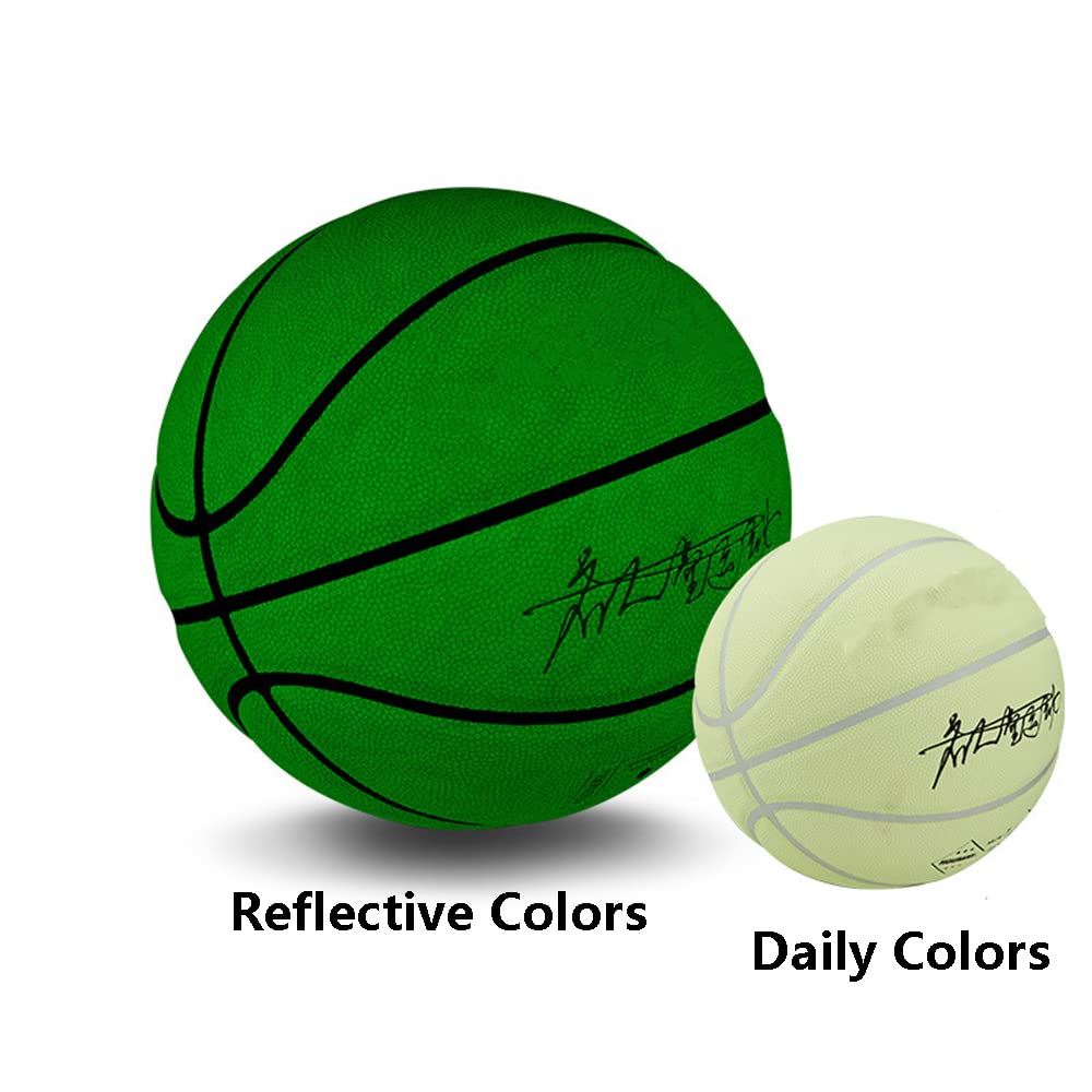 Sporting Goods - Pelota de baloncesto reflectante brillante para adultos, baloncesto profesional al aire libre e interior, tamaño oficial 7, baloncesto que brilla en la oscuridad para interiores, exteriores, juego de baloncesto nocturno