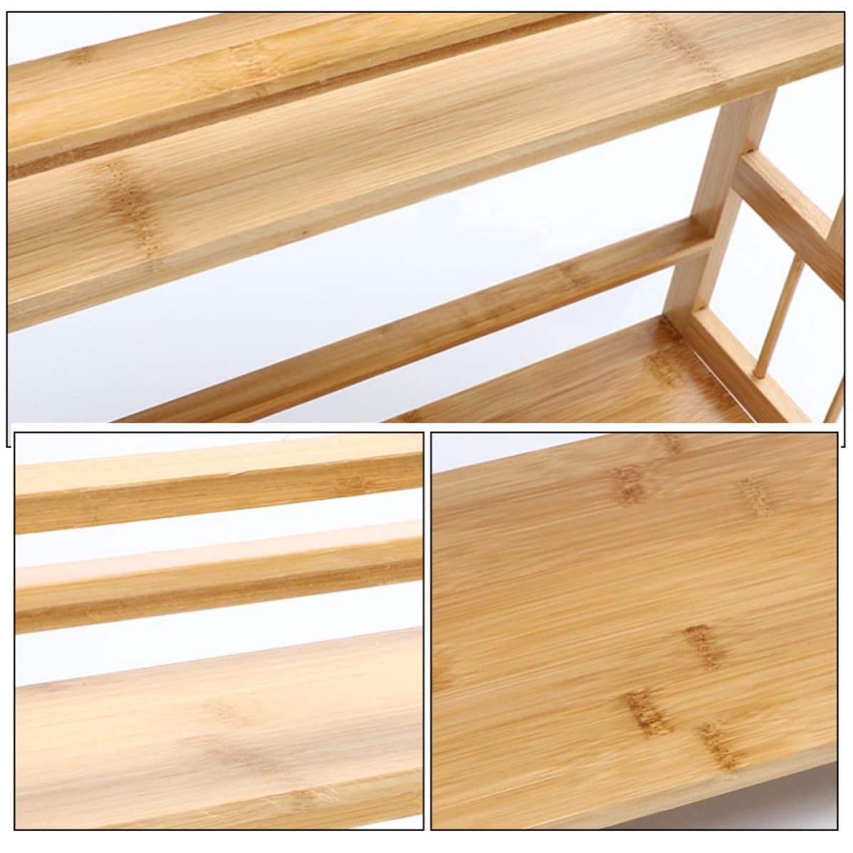 Organizador de Gabinetes de Cocina de Bambú Beige de 2 Niveles, Estante Multifunción para Condimentos y Especias, Ahorro de Espacio para Decoración de Cocina