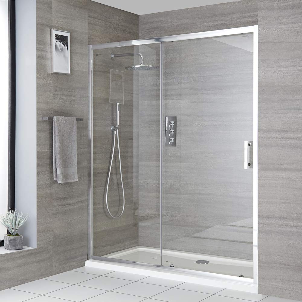 Milano Chrome Portland 1200Mm Reversible Sliding Shower Enclosure Door