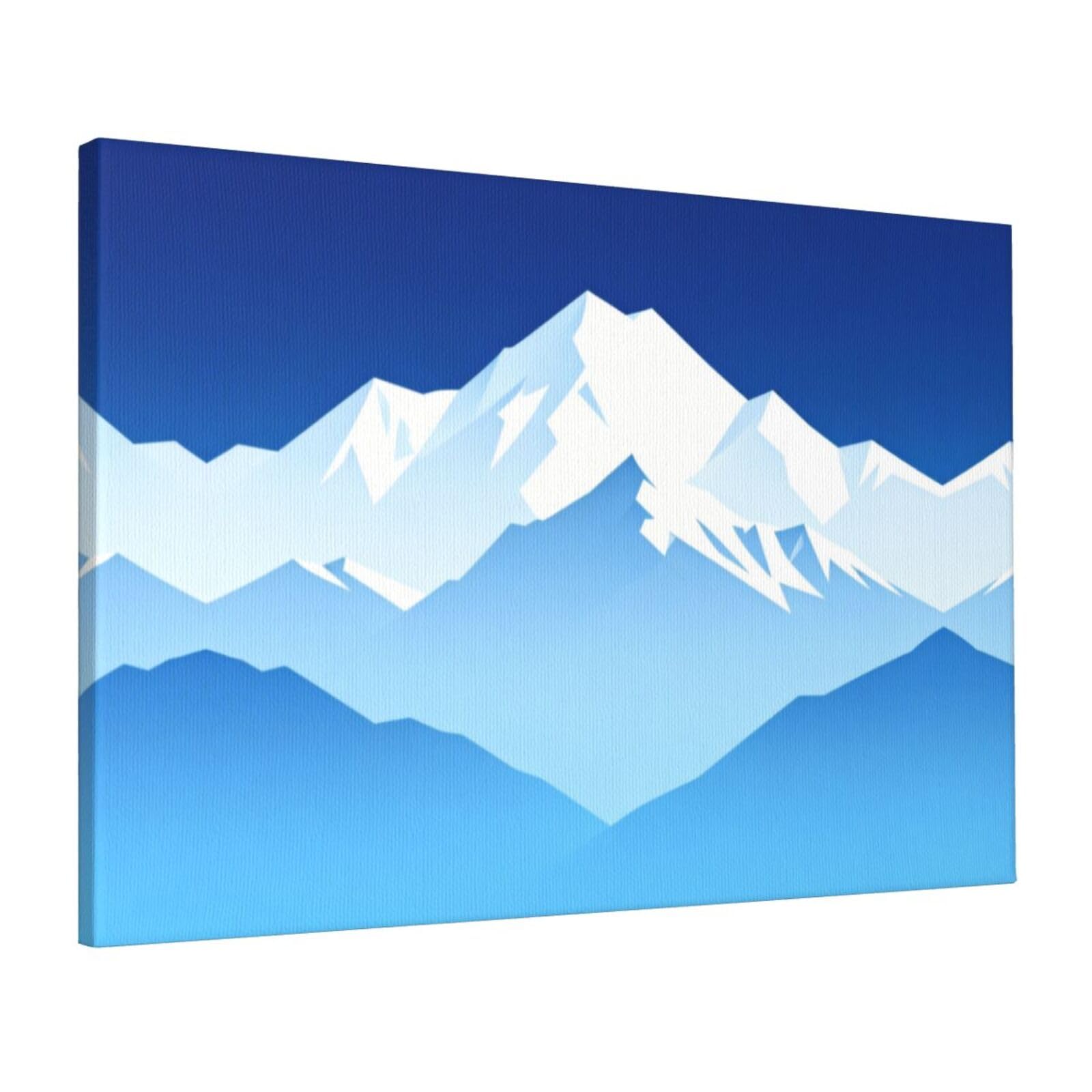 CNTDBU Mountain Layer Blue Canvas Wall Art 16x24 Inch-Large Modern Painting Print for Living Room, Framed Ready to Hang Artwork for Bedroom