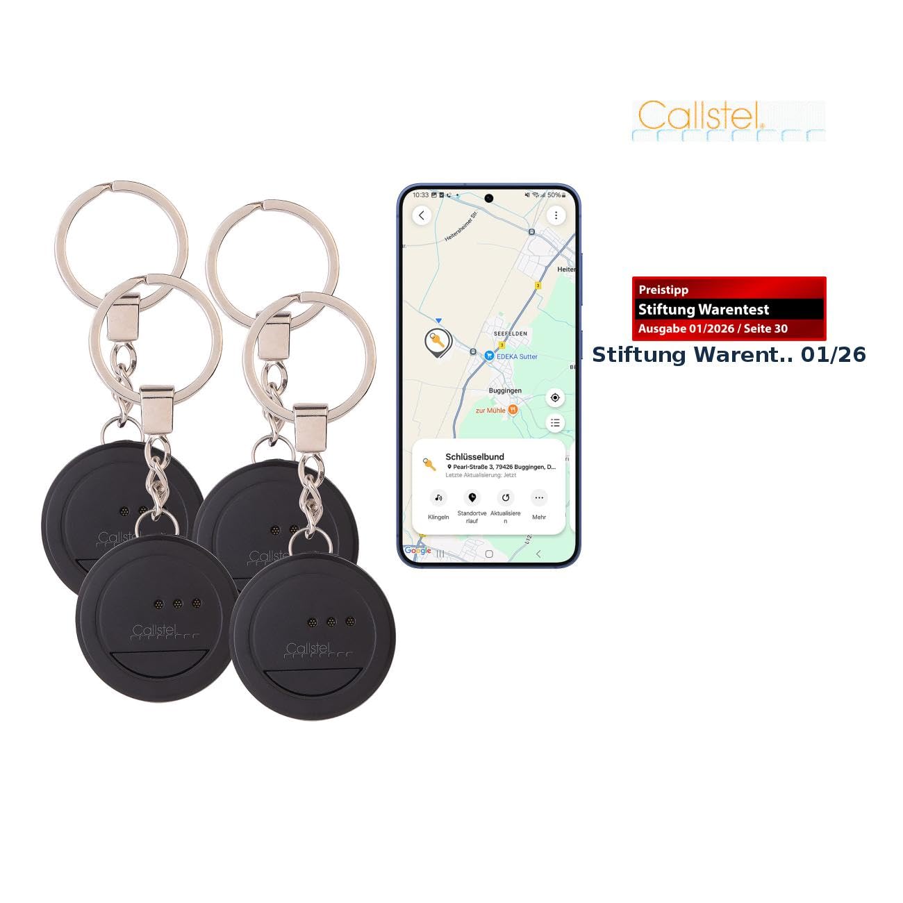 Callstel Set de 4 Mini localizador de Llaves y Objetos