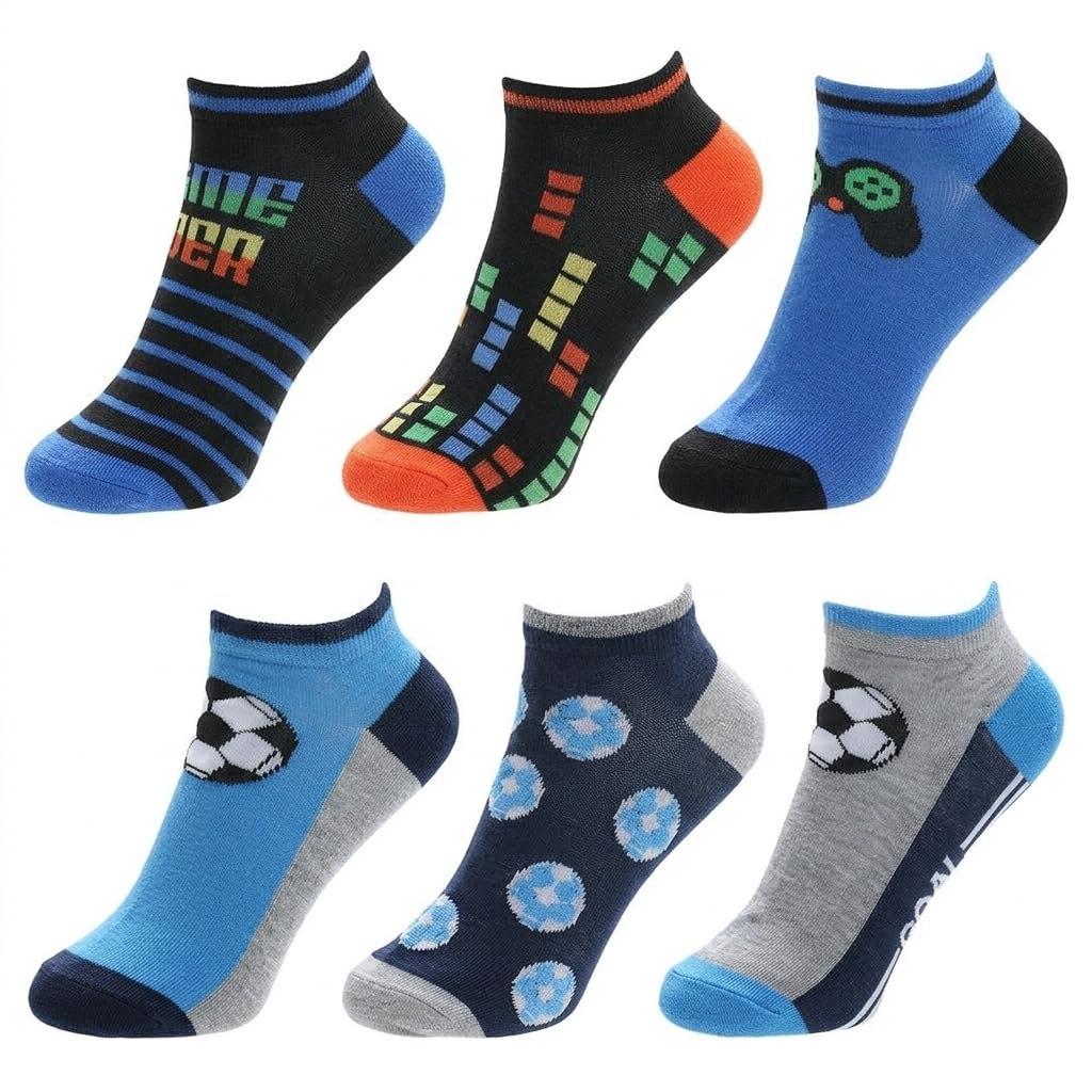 A2Z 4 Kids Chłopięce dziewczęce skarpety do sneakersów, 6 sztuk, niski krój, skarpety sportowe z elastanem, oddychające, szkolne, na co dzień, skarpety do trenera, wielopak na co dzień, wygodne