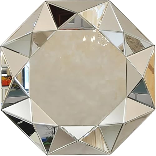 HM&DX Espejo octogonal dimensional para decoración de pared para dormitorio, baño, sala de estar, comedor, espejo decorativo octagonal 3D (31.5 x