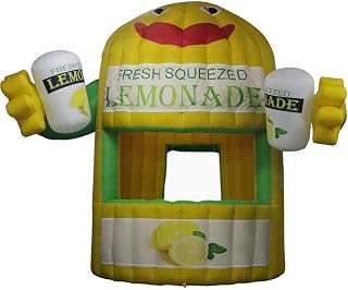 SAYOK Large Inflatable Lemonade Concession Stand Booth (10x10x13.12ft) with Hands and Air Blower, Inflatable Lemonade Ticket Booth for Event, Advertising, Promotion