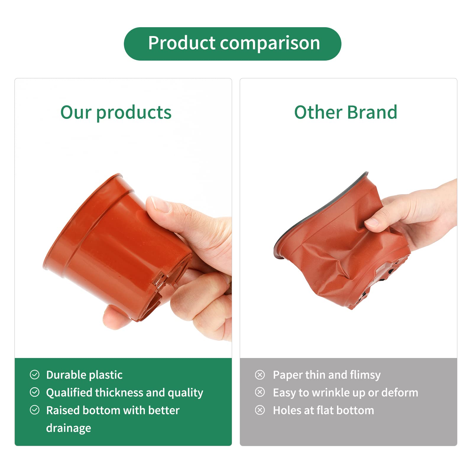 Pots De Semis - Tailles Disponibles 5,2 X 5,2 - Paquet De 50 - Pots En Plastique Réutilisables