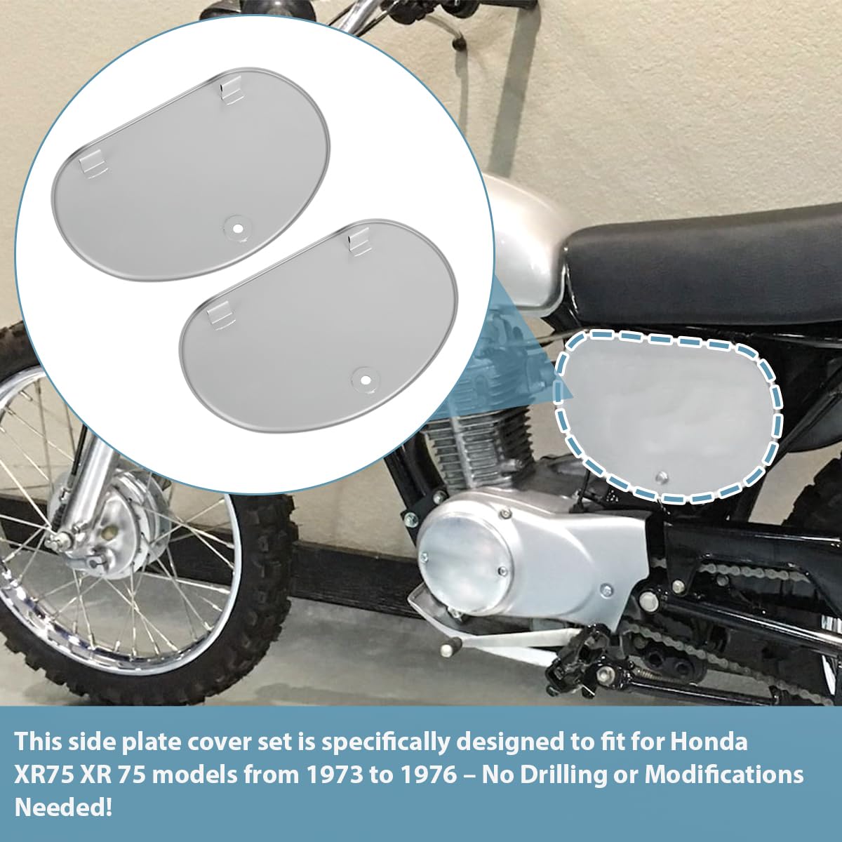 for Honda Xr75 Xr 75 1973-1976 Side Plate Cover Metal - Left +