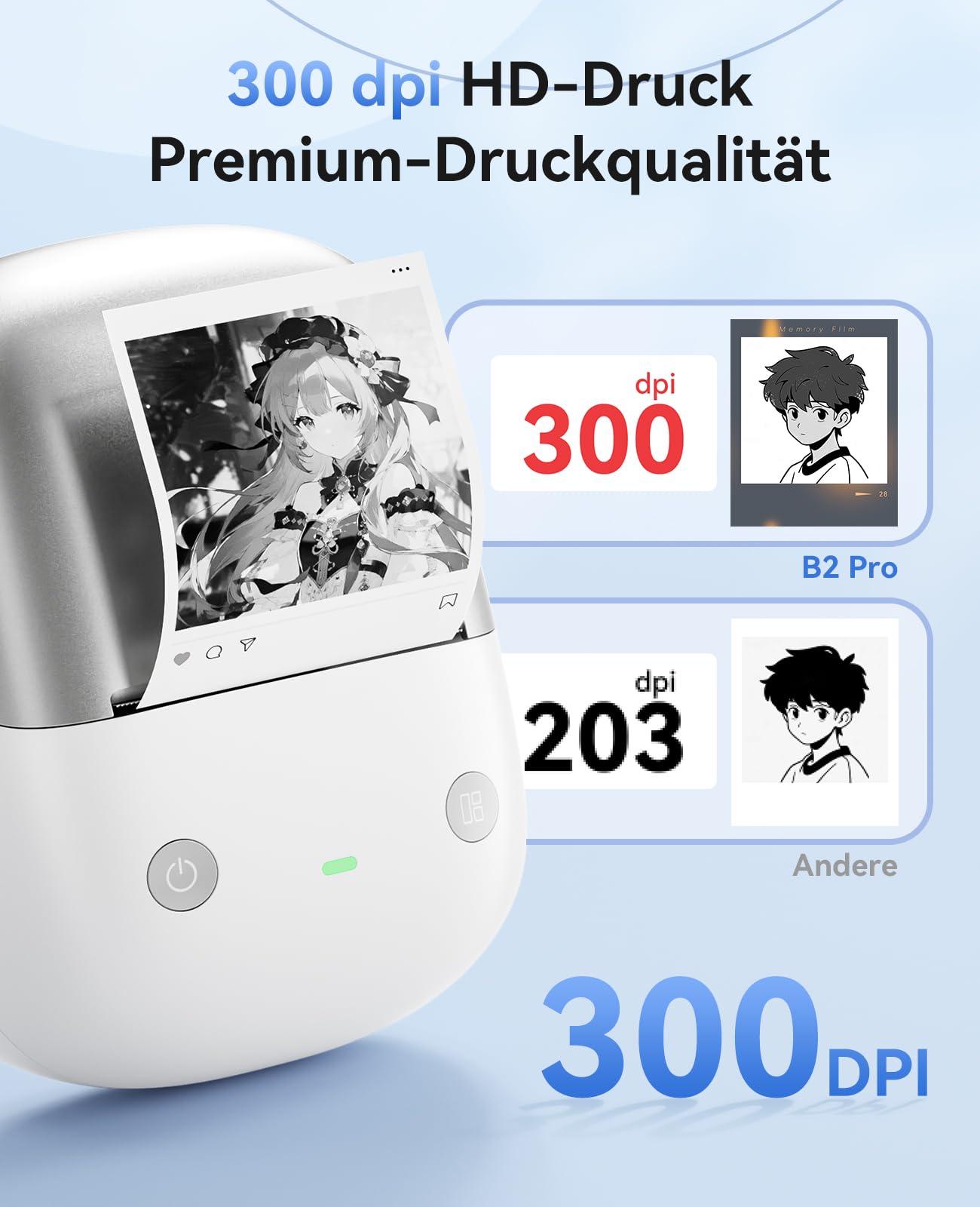 NIIMBOT B2 Pro Etikettendrucker mit 3 Rollen Wasserfeste Etiketten Selbstklebend, 300DPI Etikettiergerät Bluetooth Label Printer für Fotos, Adressetiketten, Preisschilder, Silber