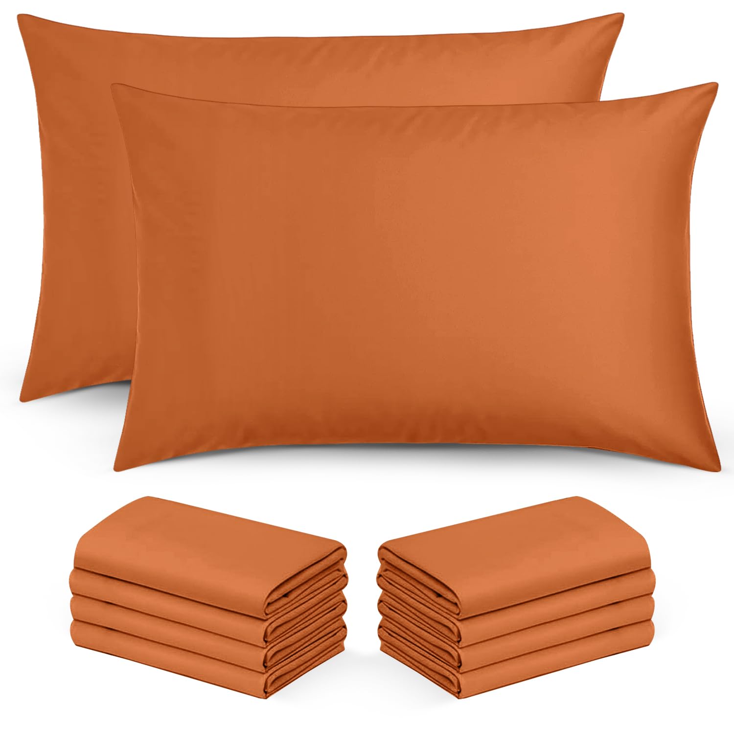 Moonlight Bedding Pillow Cases 10 Pack – Rust Pillowcases Envelope Closure Super Soft Brushed Microfiber Standard House Wife Pillow Covers, (50 X 75 CM)