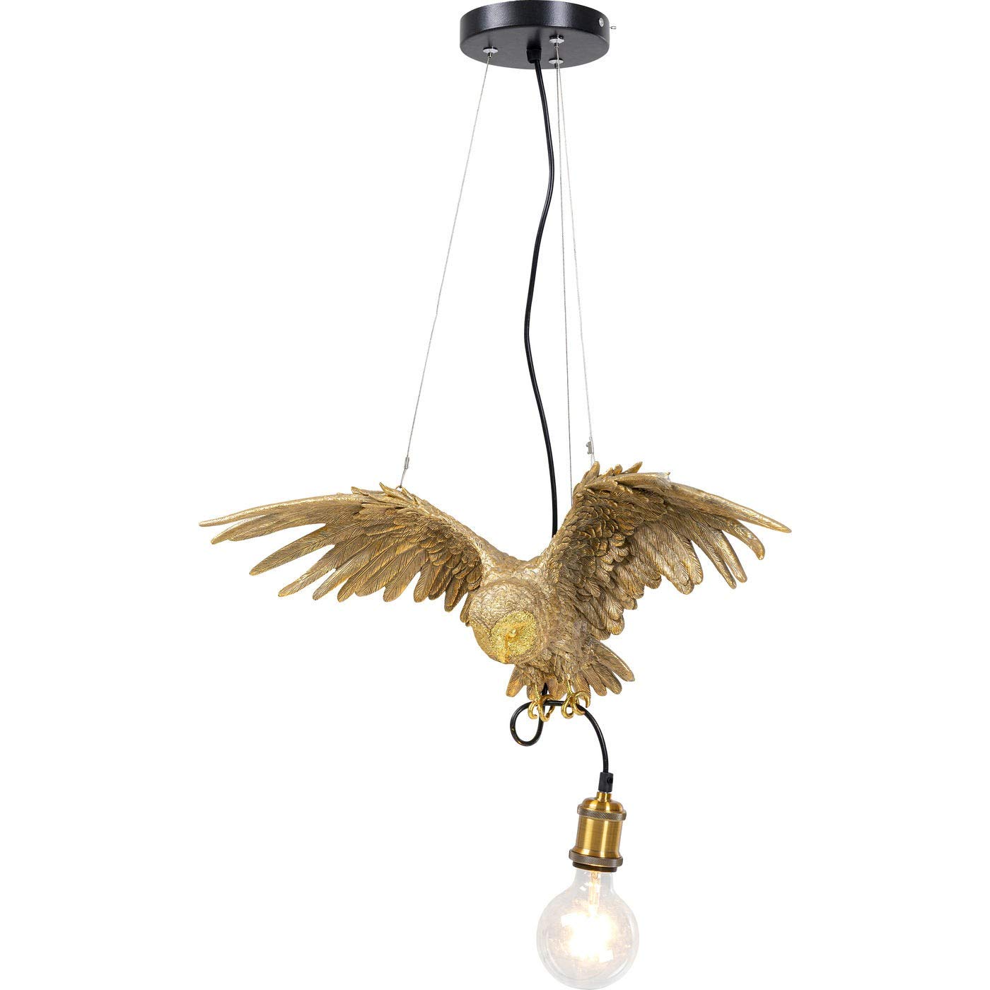 Kare Design lampada a sospensione Animal Owl, oro, animali, gufo, altezza regolabile, stile esotico giungla, sala da pranzo/stanza bambini/banco bar, 60x57x14cm (A/L/P), lampadina non inclusa
