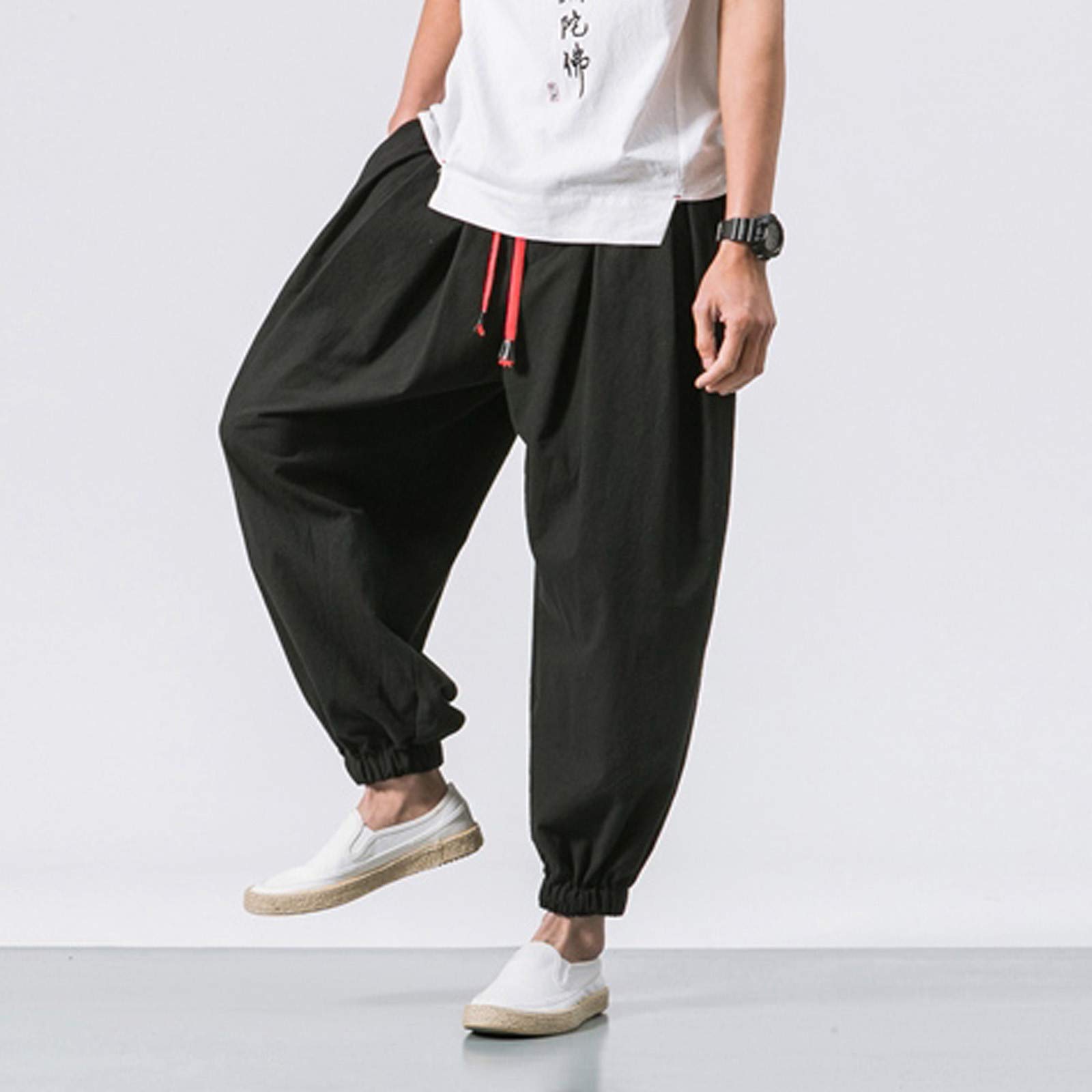 Streetwear Haremshose für Herren, Japanischer Stil, Lässige Hose, Jogger, Chinesische Baggy-Hose, Hippie, Yoga, Ballon-Bloomer, Laufhose