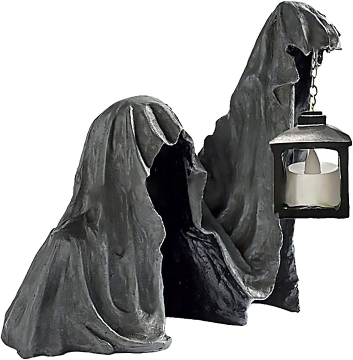 SHENGMEIGround Reaper with Lantern, Hell Messenger with Lantern, Led Halloween Ghost Statue, Grim Reaper Statue Outdoor, Witch Resin Lantern Decoration, Halloween Garden Decoration (1PCS)
