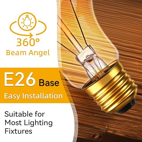 Miniatura 4 de Jslinter Bombillas Incandescentes de 60 Vatios Regulables Paquete de 4 Bombillas, Bombillas de Luz Suave A19 de 2200K Luz Cálida, Bombilla de Luz