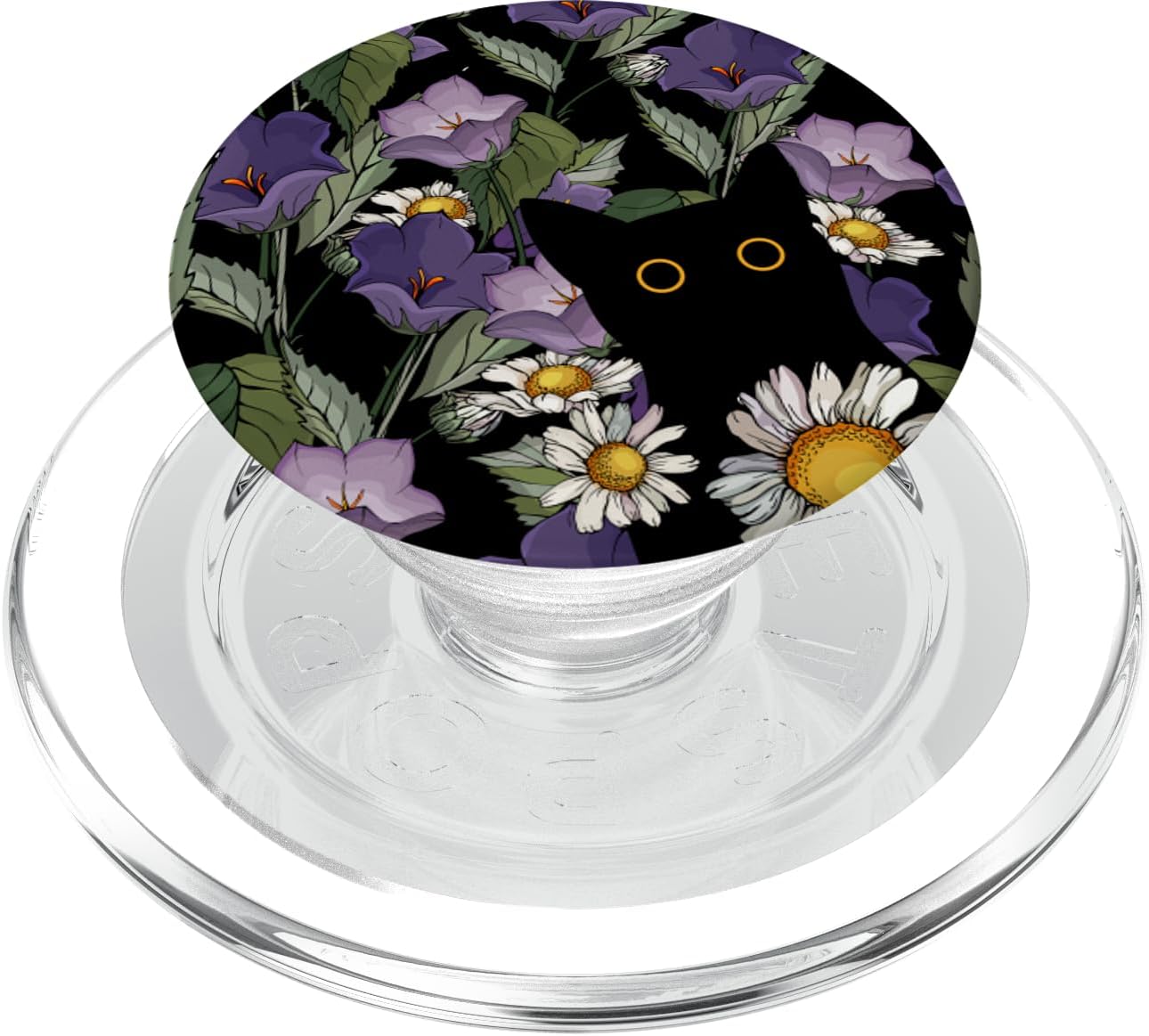 Spring Daisy Flower Black Cat Hidding In Blossom PopSockets PopGrip for MagSafe