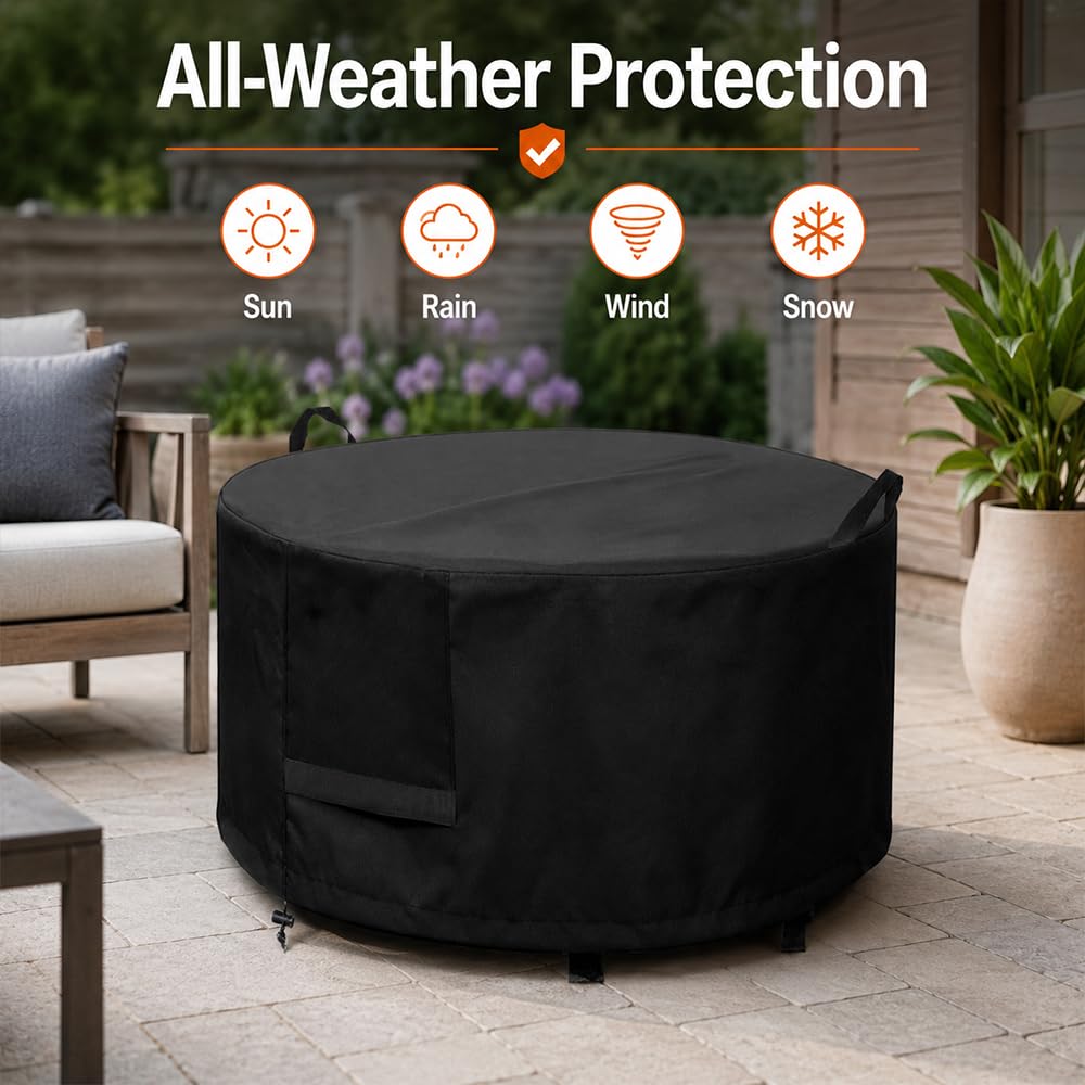 Runde Schutzhülle für ProGarden Round Fire Bowl 75 2020-2026 Outdoor-Schale mit Griffen Belüftung und 420D Oxford-Gewebe Grillabdeckung