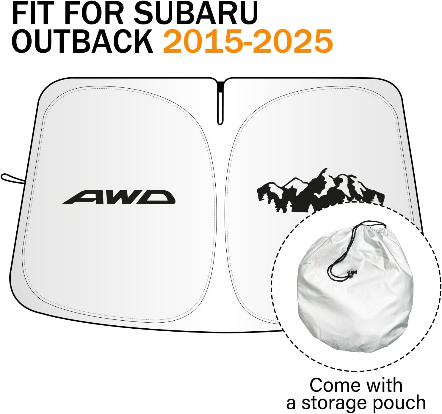 for Subaru Outback Sun Shade 2015-2024 2025, Car Front Window Covers Sun Visor Protector, Foldable Blocks UV Rays Windshield Sunshade for Subaru Outback Accessories