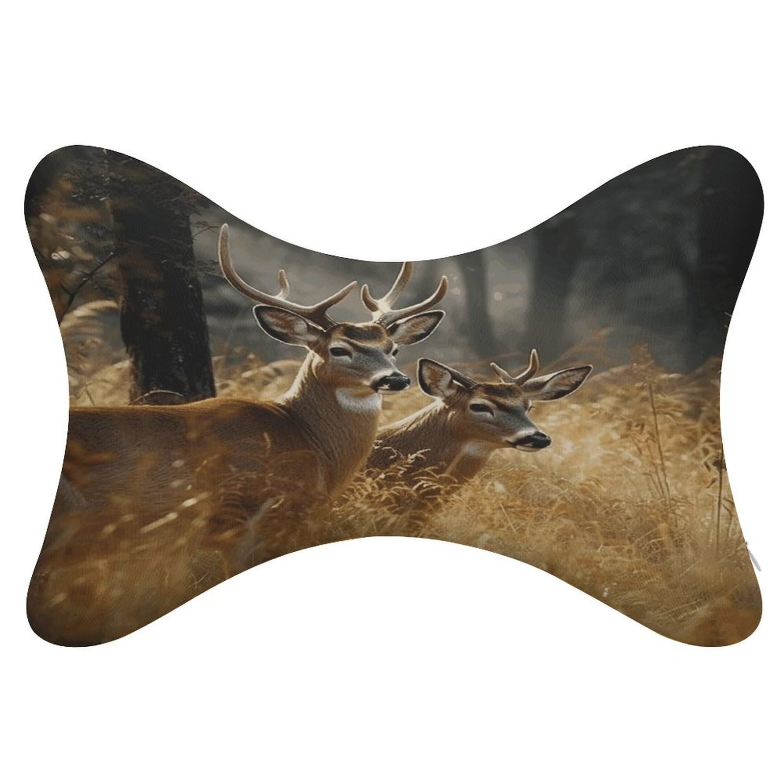 VstaDank Nature Wild Animal Deers Car Neck Pillows, Set of 2, Ergonomic Removable Cervical Support Pillows, Fashion Cozy Bone Shaped Pillows, Soft Pillow for