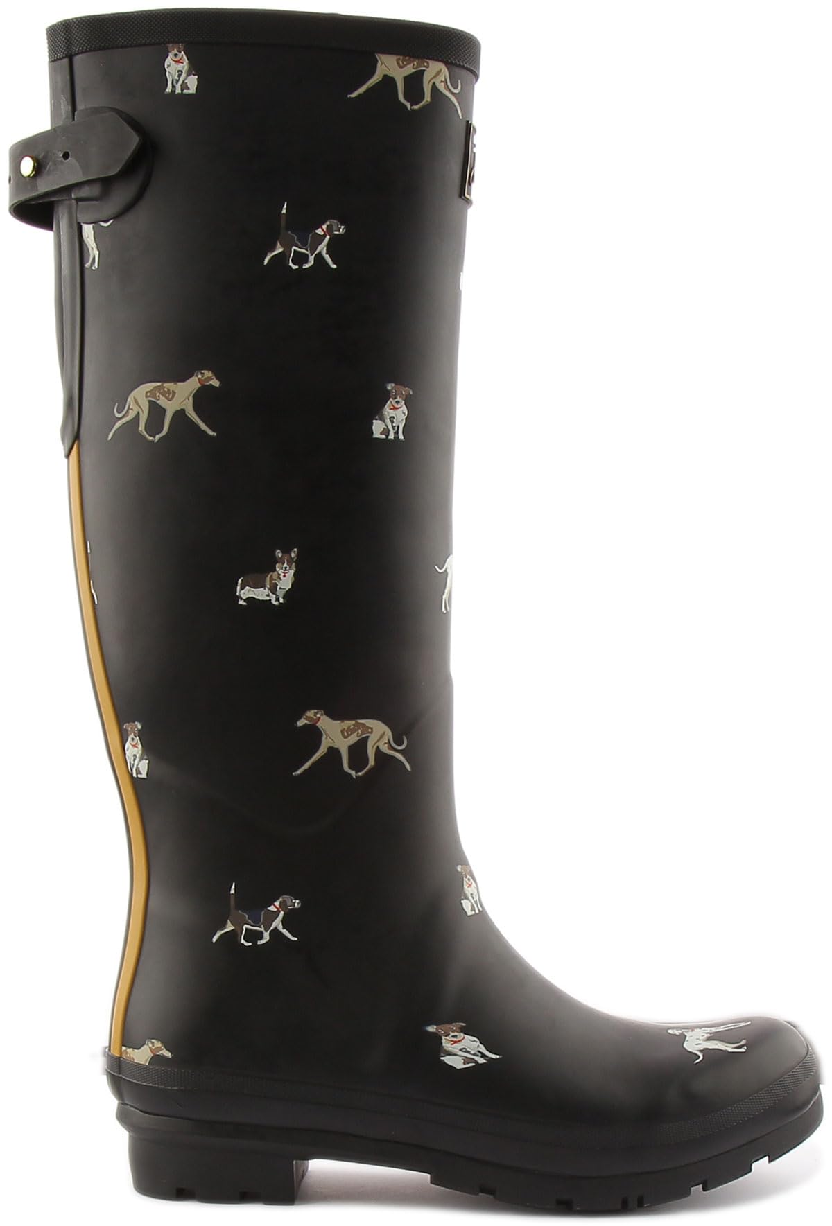 Joules Womens Welly Print With Adjustable Back Gusset - Black Metallic Bees — view 2