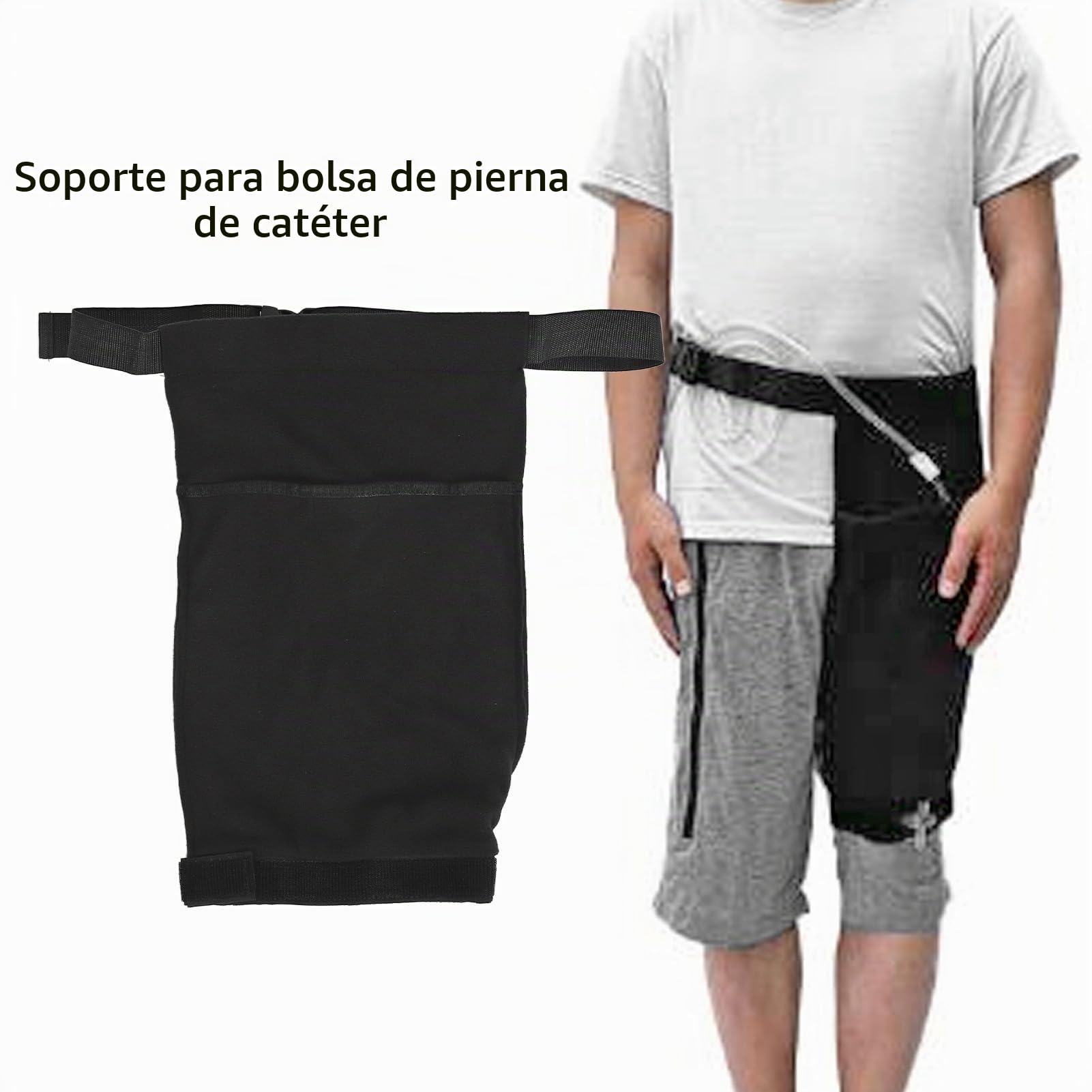 Soporte para Bolsa de Drenaje de Orina, Soporte para Bolsa de Pierna con Catéter con Correa Elástica, Estable, Movimiento Libre, Dispositivo De Estabilización De Tubo De Drenaje Urinario Respetuoso