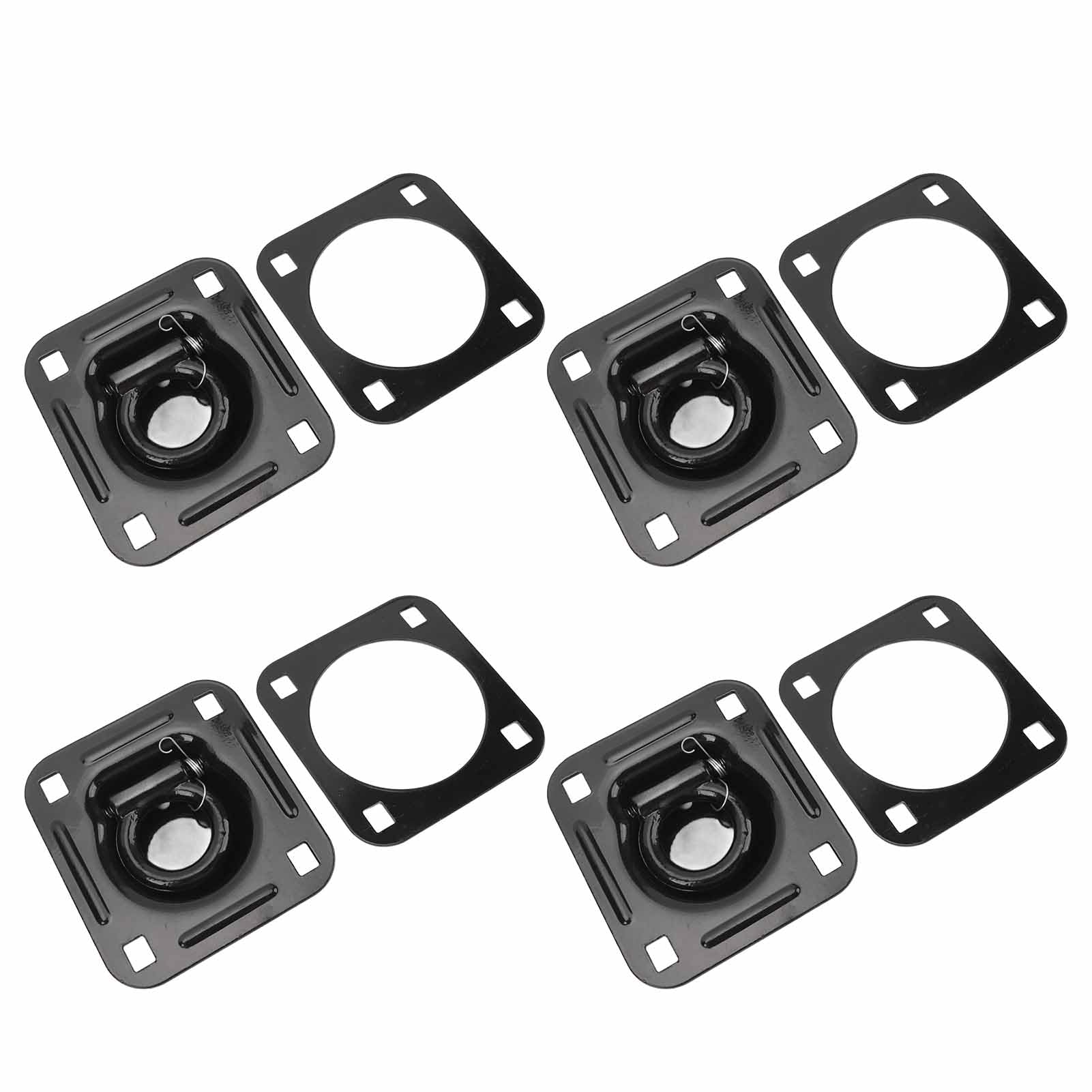 Anclajes de Amarre con Anillo en D Empotrados, Capacidad de 6000 Libras para Remolque, Vehículos de Seguridad, Acero Al Carbono, Negro, 4 Uds.