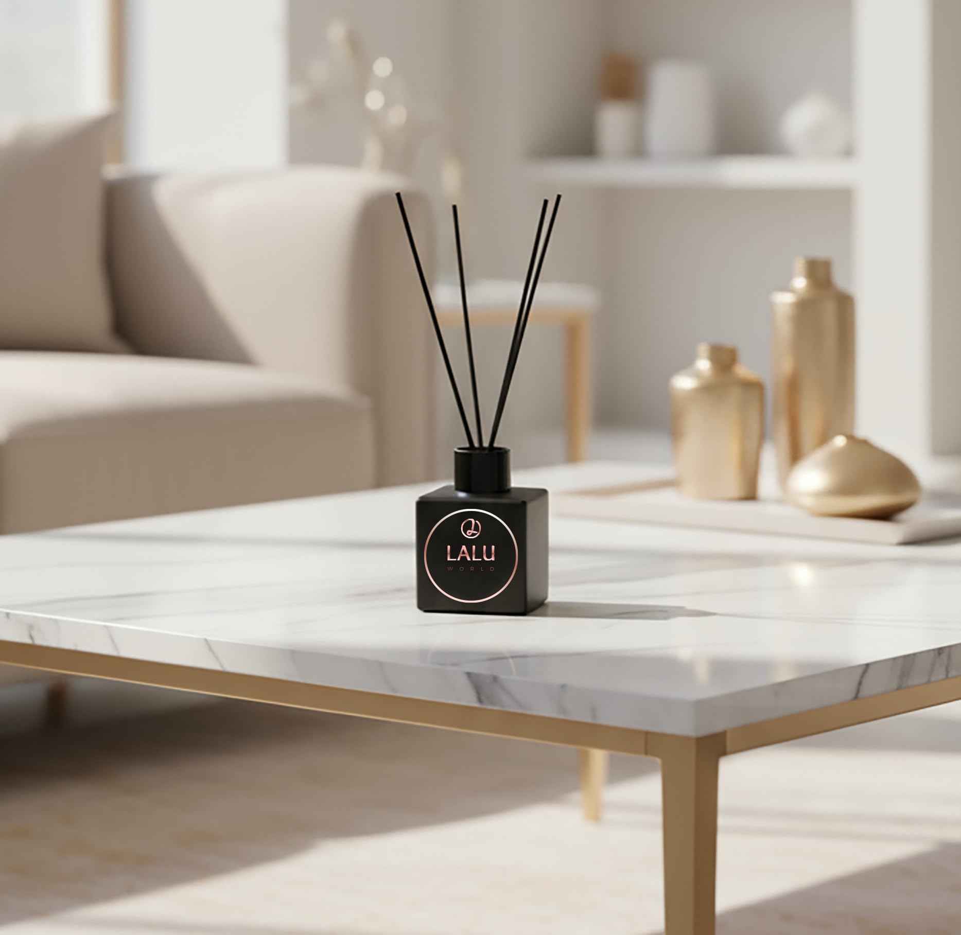 Dyfuzor zapachowy LALU WORLD 110ml z Patyczkami | Naturalne Olejki Eteryczne | Do Domu i Biura | Elegancka Butelka | Do 8 Tygodni Aromatu (Japanese Cherry)