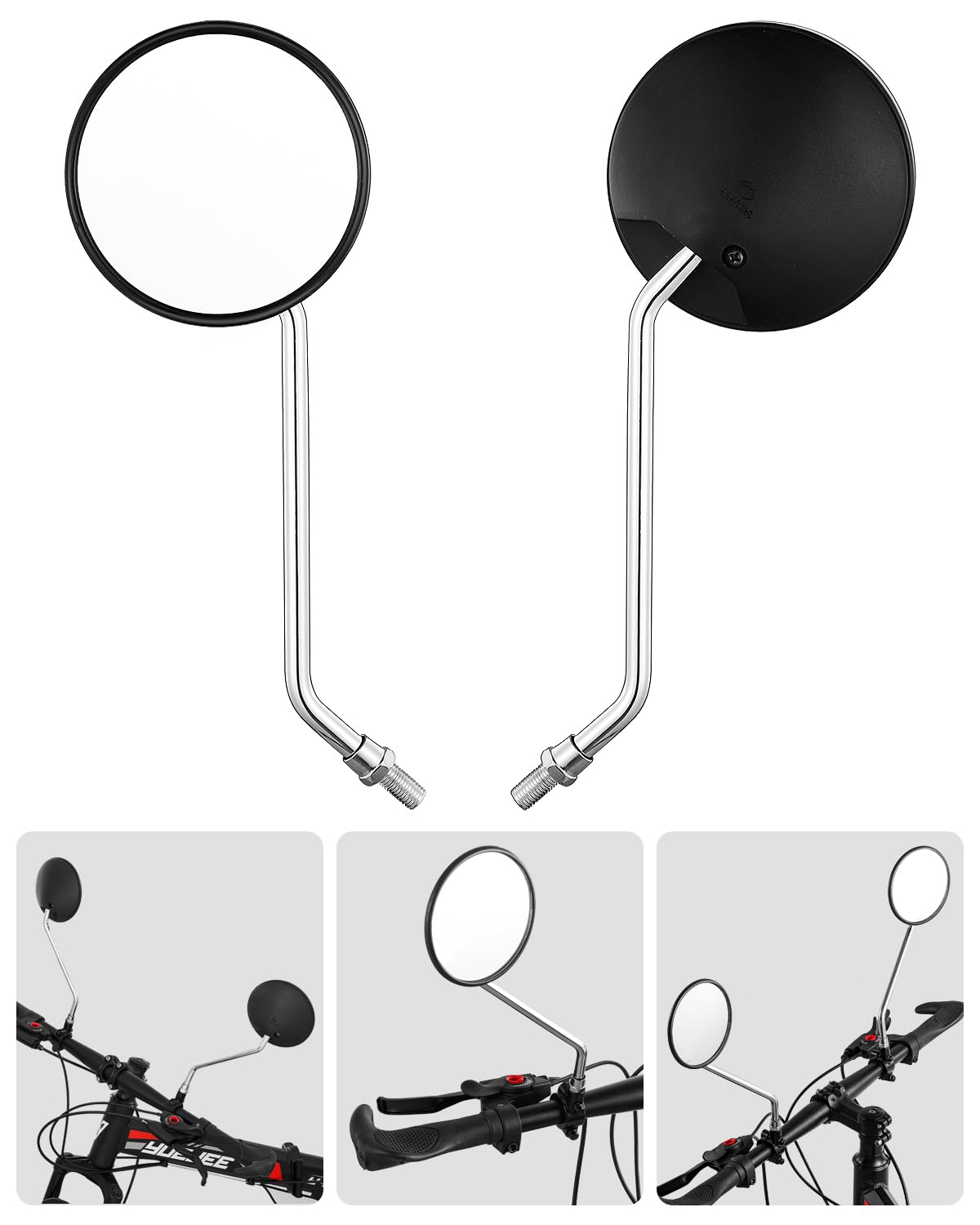 Specchio retrovisore per manubrio bicicletta, universale regolabile rotabile vintage sicuro trasparente per mountain bike, bici da strada, e-bike, motocicletta, scooter (Nero (2 pezzi/10 mm bullone))