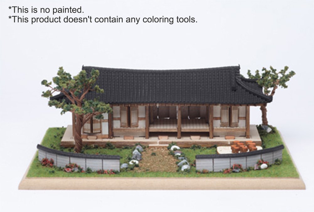 Diorama Serises biurko drewniany model Kit_Korea tradycyjny domek z dachówką (5 pokoi) (YG963): Miniaturowy zestaw katapult, zestawy modelarskie hobby zabawka gra wykonana w Korei