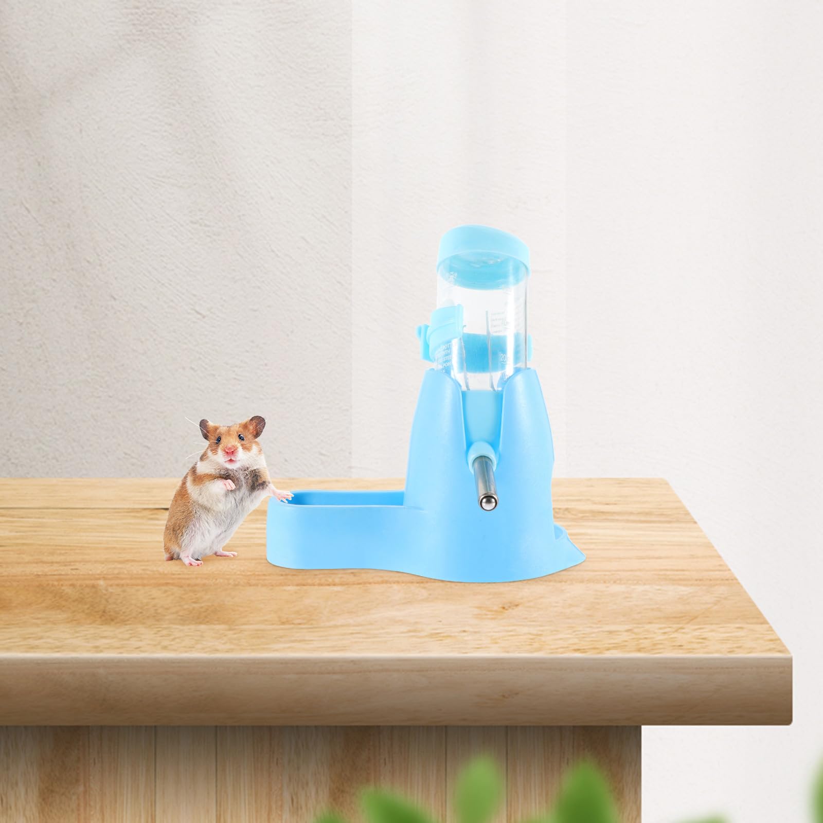 Comedero Automático para Hámster con Botella de Agua 4piezas Plástico | Doble Uso, Base con Soporte Incluida, Limpieza Sencilla y Funcionamiento Silencioso para Aves y Roedores