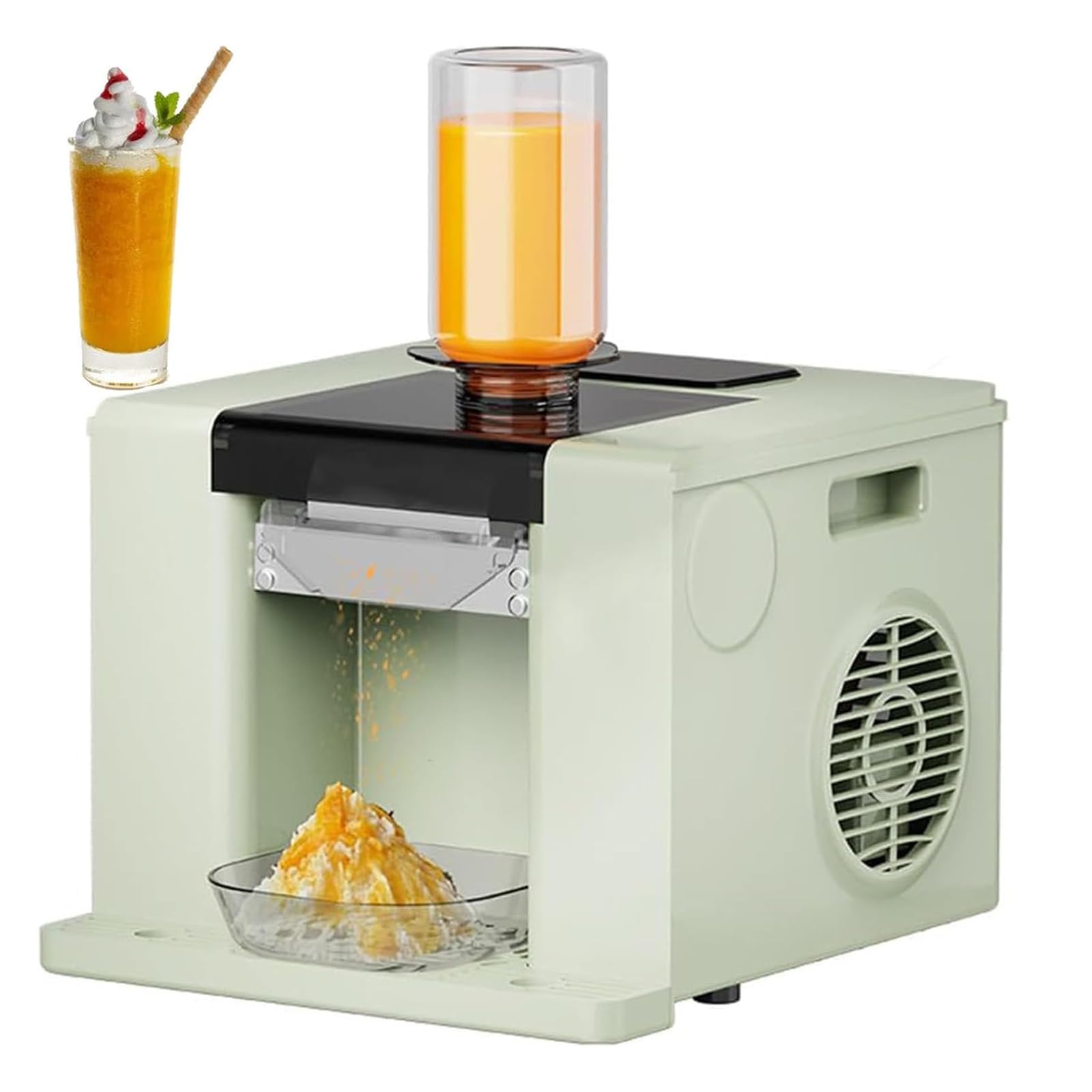 WLSYX Commercial Ice Shaver, Snowflake Ice Maker Machine, 60kg/24h And 280w Fast Cooling, 304 Stainless Steel Core Parts And 750ml Tank, For Snack Bar, Ice Cream Shop, Food Truck, green