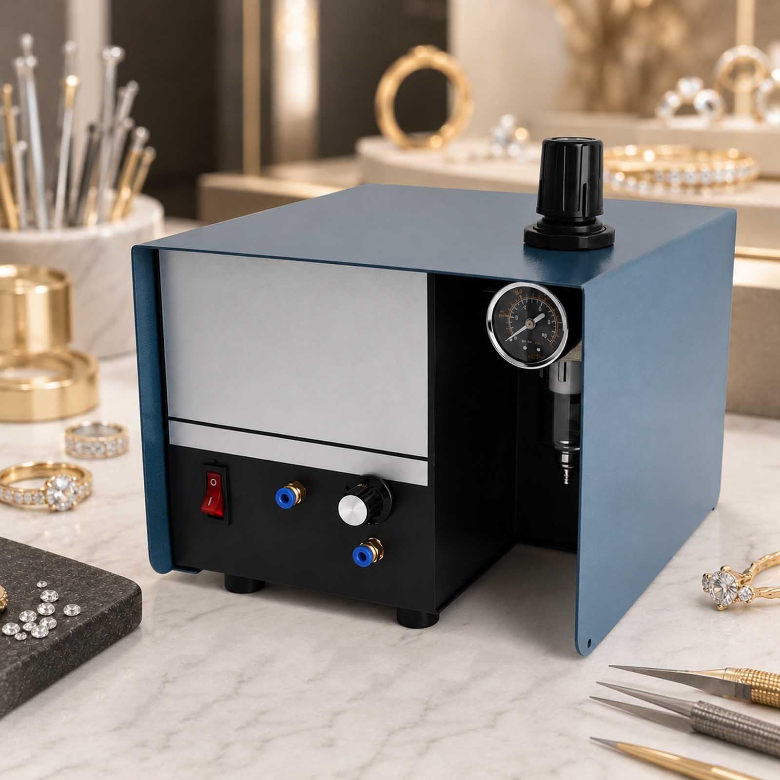 GYKOZY Pneumatic Engraver Machine Single Heads Metal Engraving Tool, Adjustable 0-1400 Rpm Jewelry Engraving Machine With Foot Pedal For Metal, Jewelry, Wood