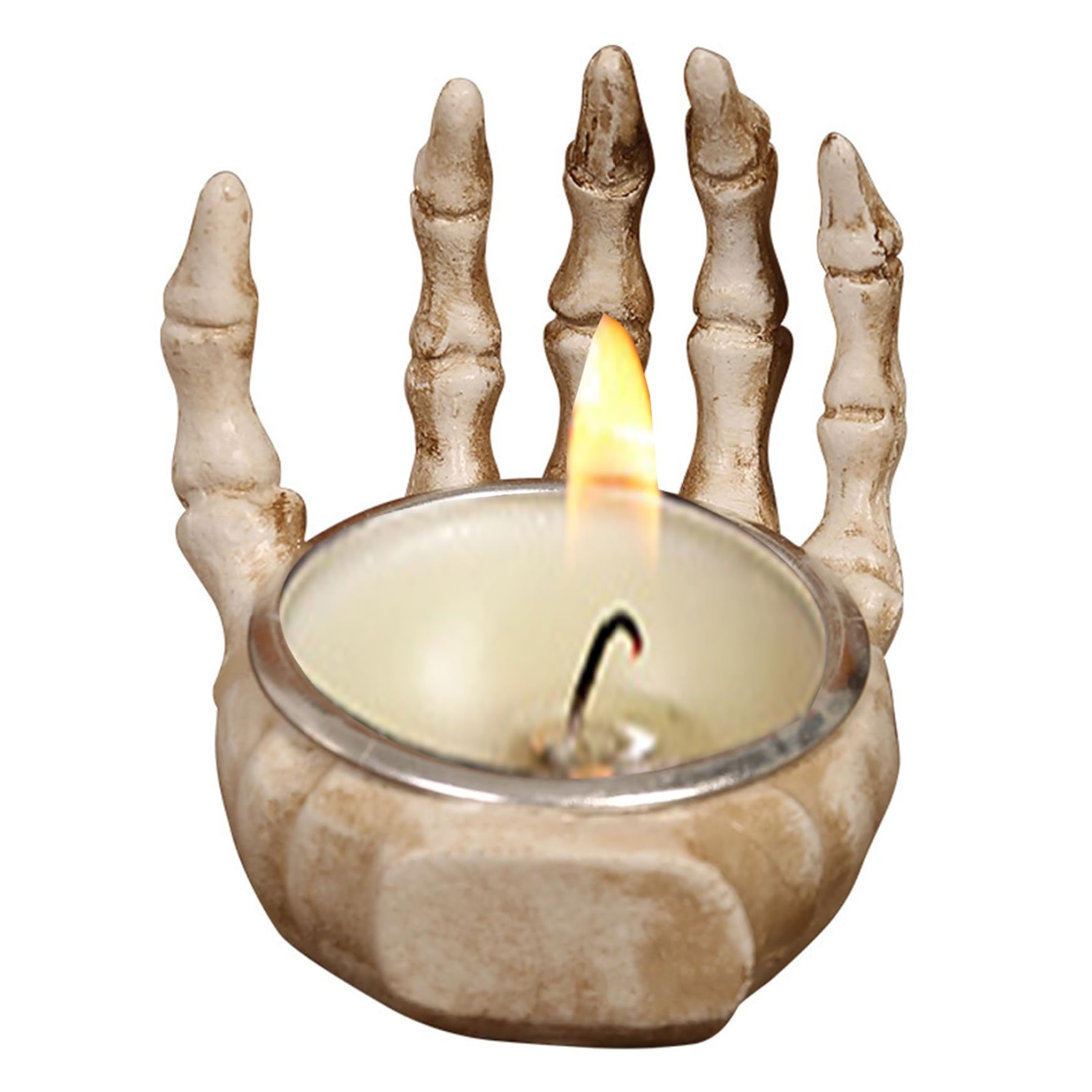 Skull Candle Holder Skeleton Hand Resin Tea Light Holders Gothic Style Candlestick Holders Table Ornament for Halloween Home Party Decoration Tea Light Holders Halloween Candle Holder Candlestick