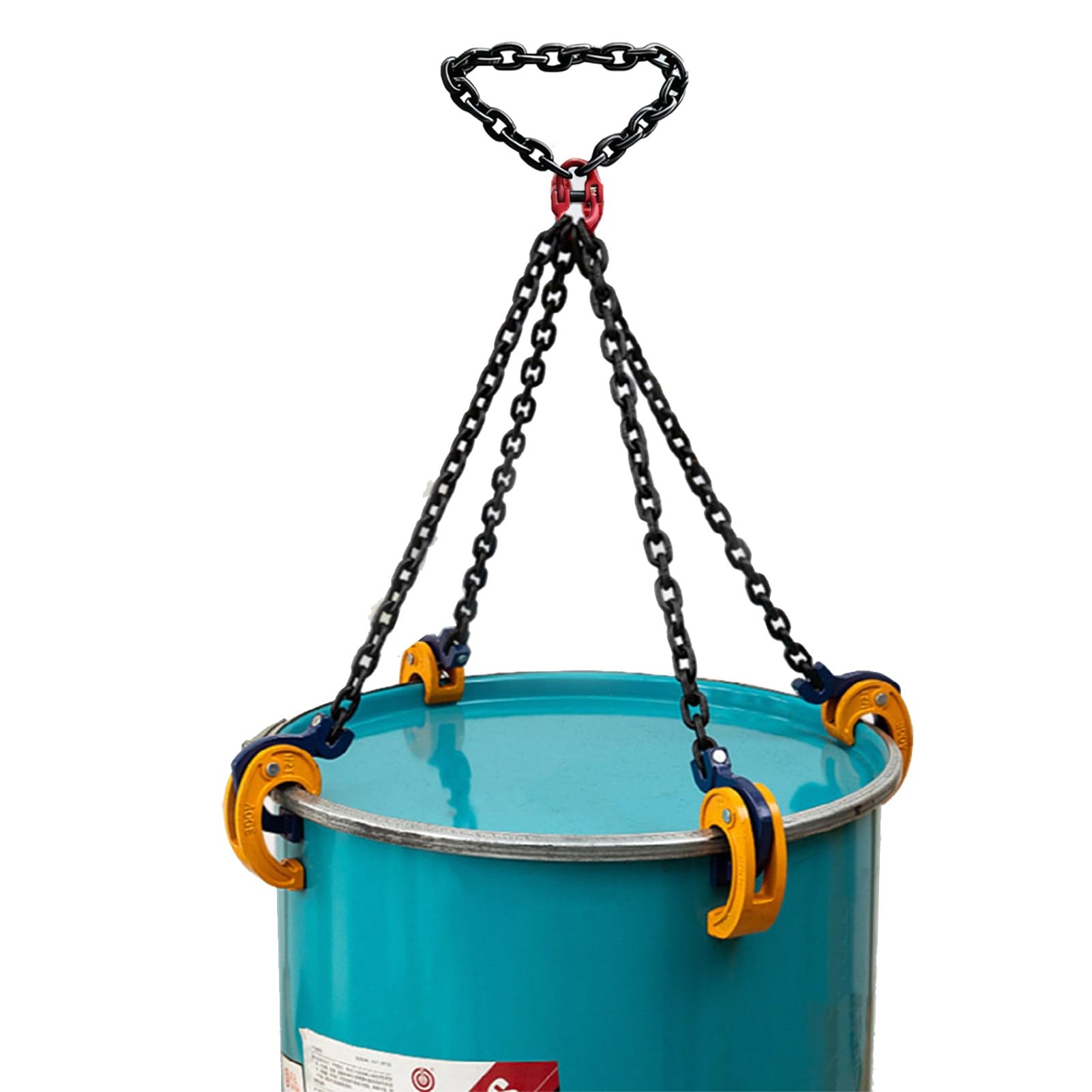 Gru a Catena per Il Sollevamento di fusti in plastica/Metallo da 30 e 55 libbre, Morsetti per fusti e Attrezzature per la movimentazione di fusti (4 Ganci).