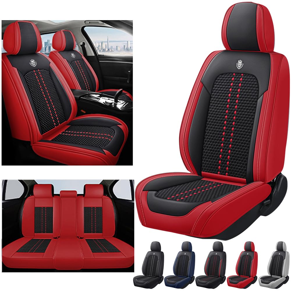 Seat Covers Full Set for Dodge Avenger 2008-2014,Ice Silk Non-Slip Car Seat Covers Car Seat Protector,Soft Cooling Auto Interior Accessories（Standard,Black&Red）