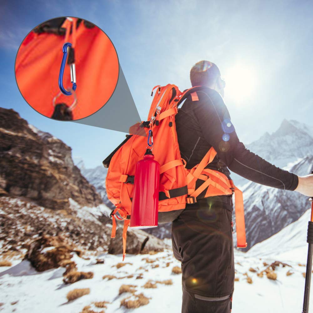 Dadabig 80 Pezzi Moschettone in Lega di Alluminio, Clip Gancio a Molla Fibbia Appesa per Caravan Campeggio Pesca Escursioni Viaggi Portachiavi-(Non per Arrampicata!)