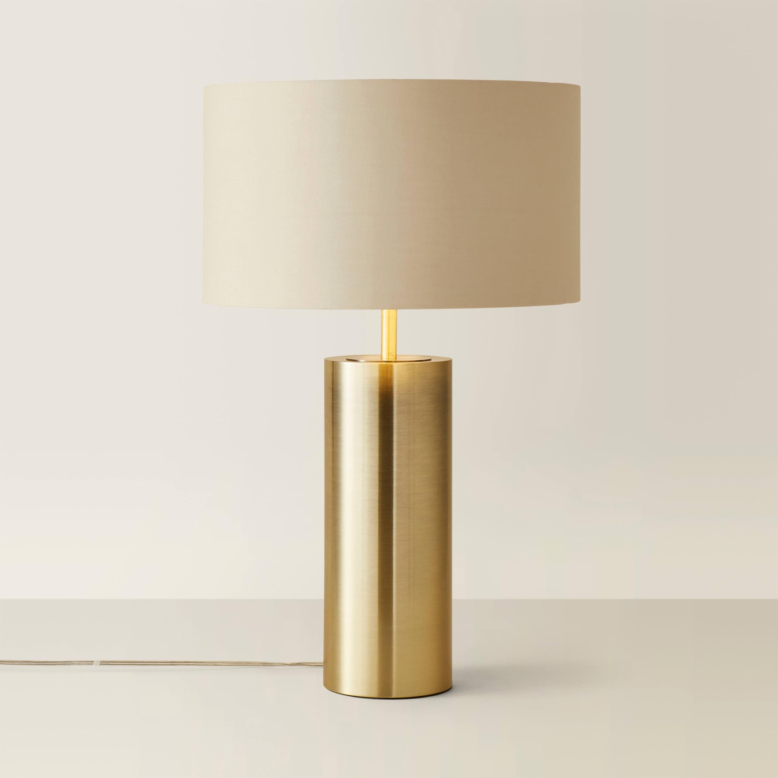 Valuelights Beige | Antique Brass Single Stem Touch Dimmer Light Table Lamp With /Gold Shade | Home Décor, Bedside & Desk Lamp