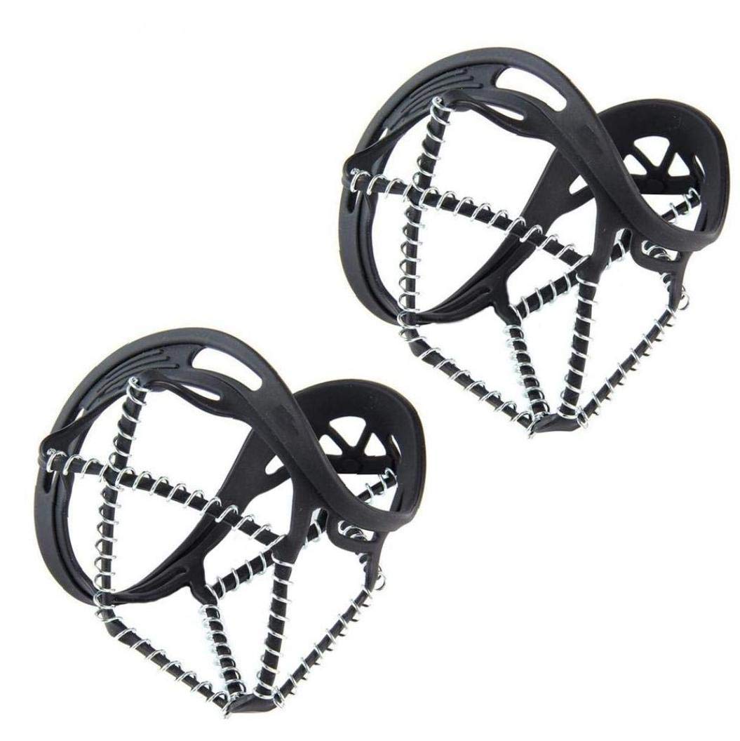Poignées de Traction Bottes de randonnée antidérapantes Chaussures Crampons Crampons à Glace pour Sports de Plein air Alpinisme Marche Jogging Randonnée Noir 1 Paire