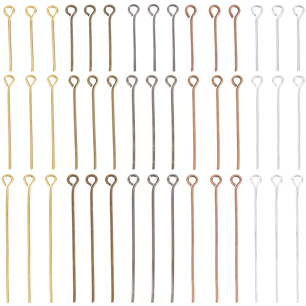 SOFPLATE 1 Box 1800Pcs 18/26/35mm Silver Eye Pins Earring Making Pins Brass Colorful Open Head Iron Long Beading Needles Findings Accessories for Jewelry Making Earrings Charm Bracelets DIY Crafts