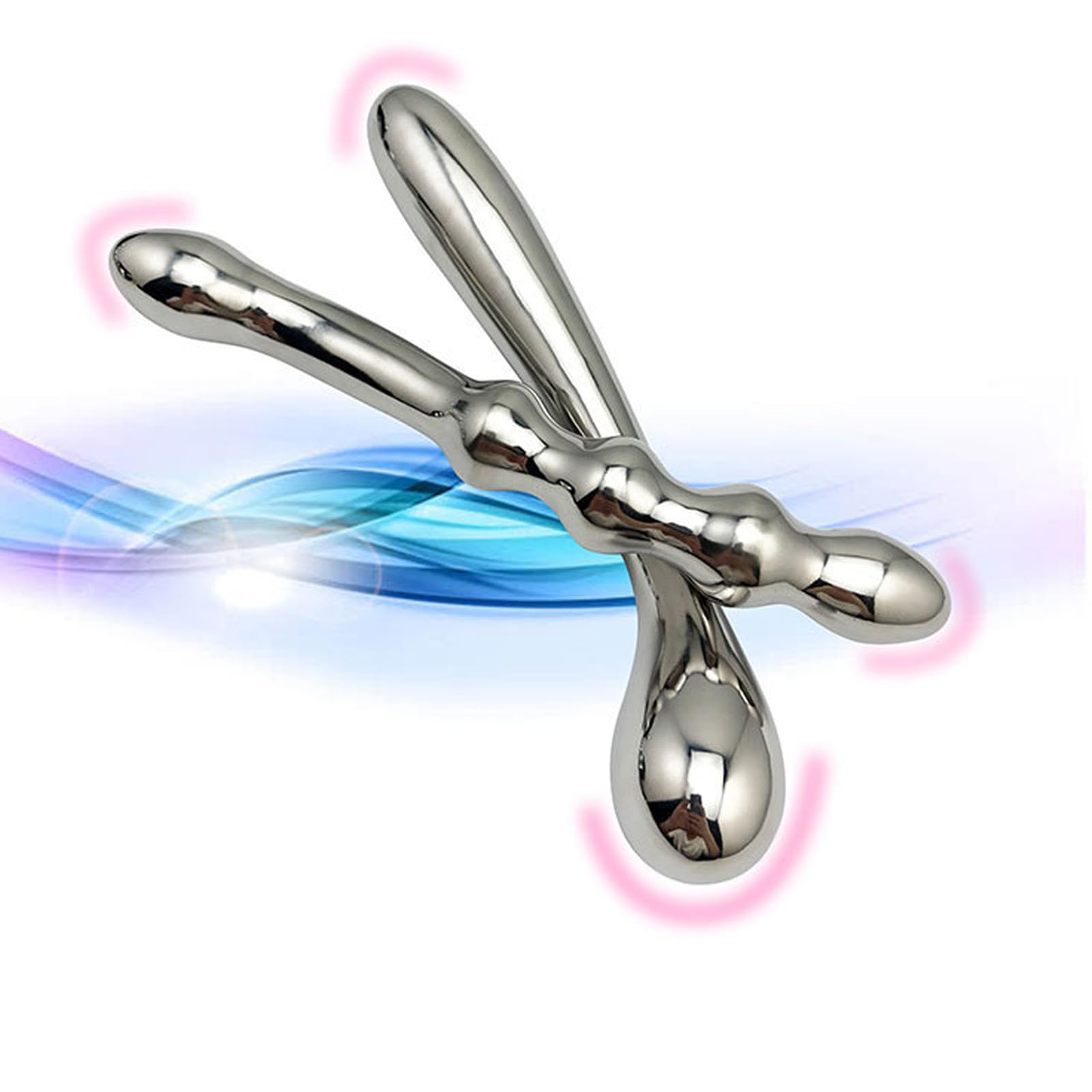 Dildo anale in metallo Dildo doppio Plug anale in acciaio inossidabile Palline anali Masturbazione Pene Prostata Punto G Giocattoli sessuali for uomini Donne(A)