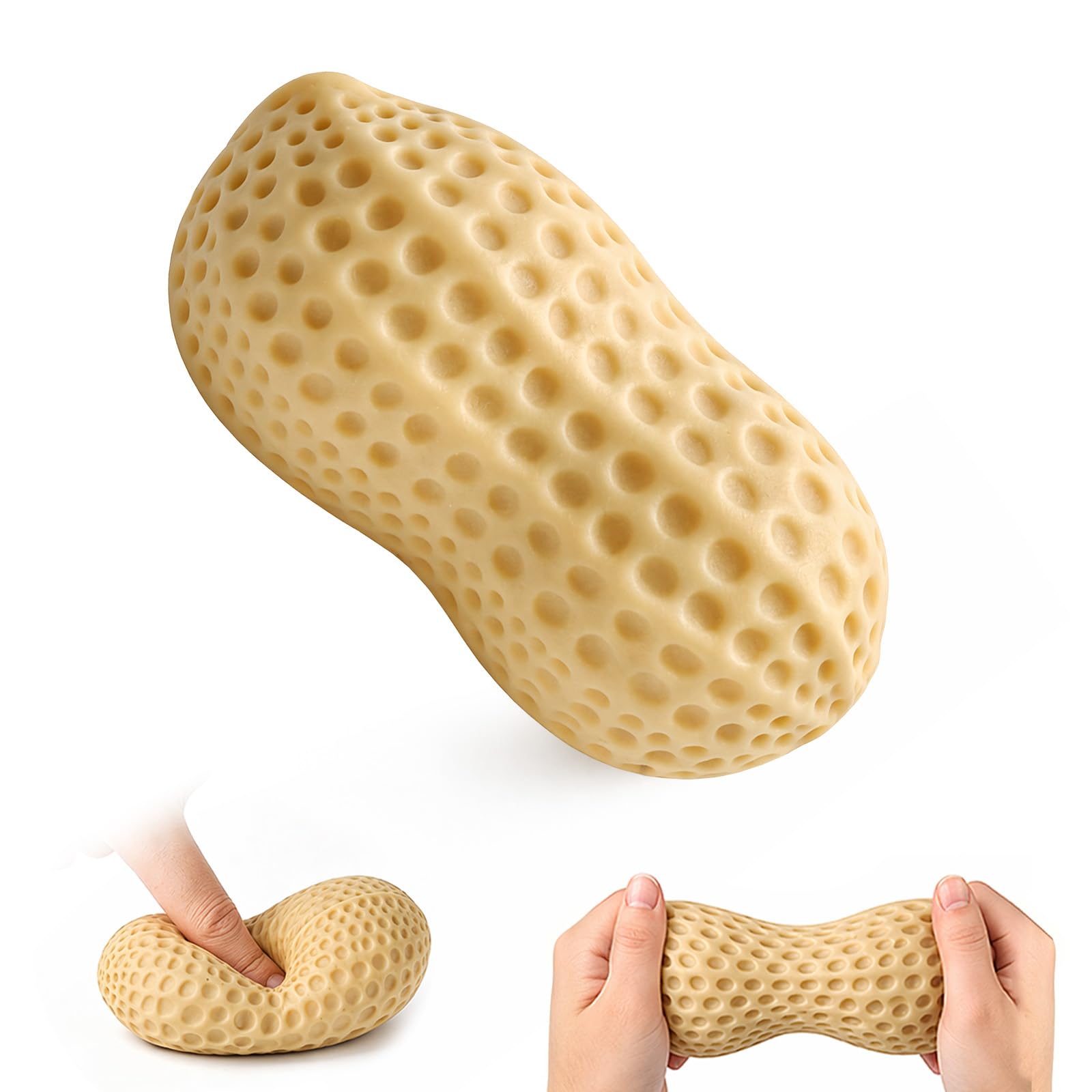 Peanut Squishy Stress Toys, Large Squeeze Toys Sensory Peanut Ball Soft TPR Cute Squishy Silent Fidget Toy Satisfying Squeeze Toy Stress Ball For Kids And Adults Anxiety Relief