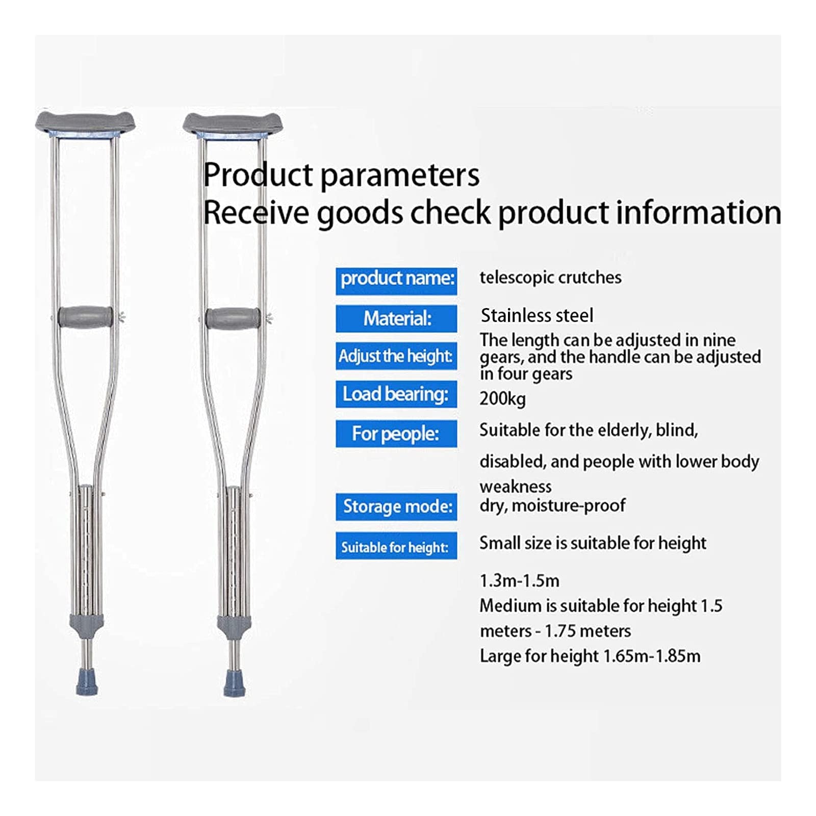 PAASHE Muletas cómodas Bastones Ligeros de Aluminio Bastones médicos para Caminar bajo el Brazo Bastones ergonómicos