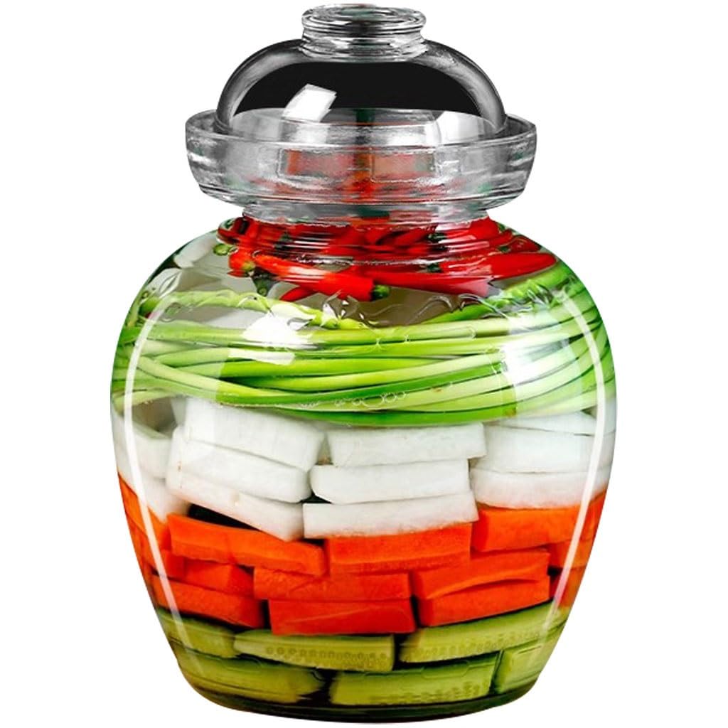 Transparent Visual Glass Pickling Crock, Traditional Chinese Water-Sealed Pickle Jar, Wide-mouthed Convenient Fermenting Crock, 4 (10kg/352.7oz)