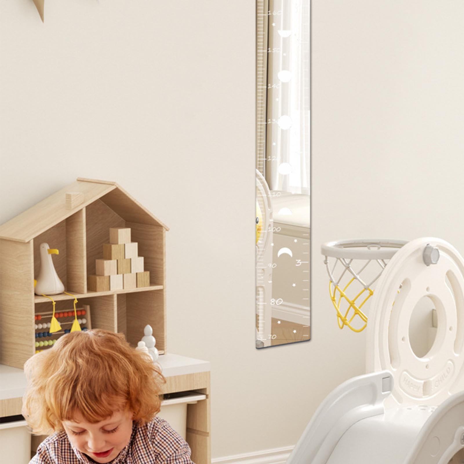 Genérico Espejo Medidor Infantil, Growth Chart Mirrors Kids, Medidor Altura Niños Pared, Puzzle De Espejo De Tabla De Crecimiento Bebe, Regla De Espejos Decorativos De Pared, Decoración Hogar