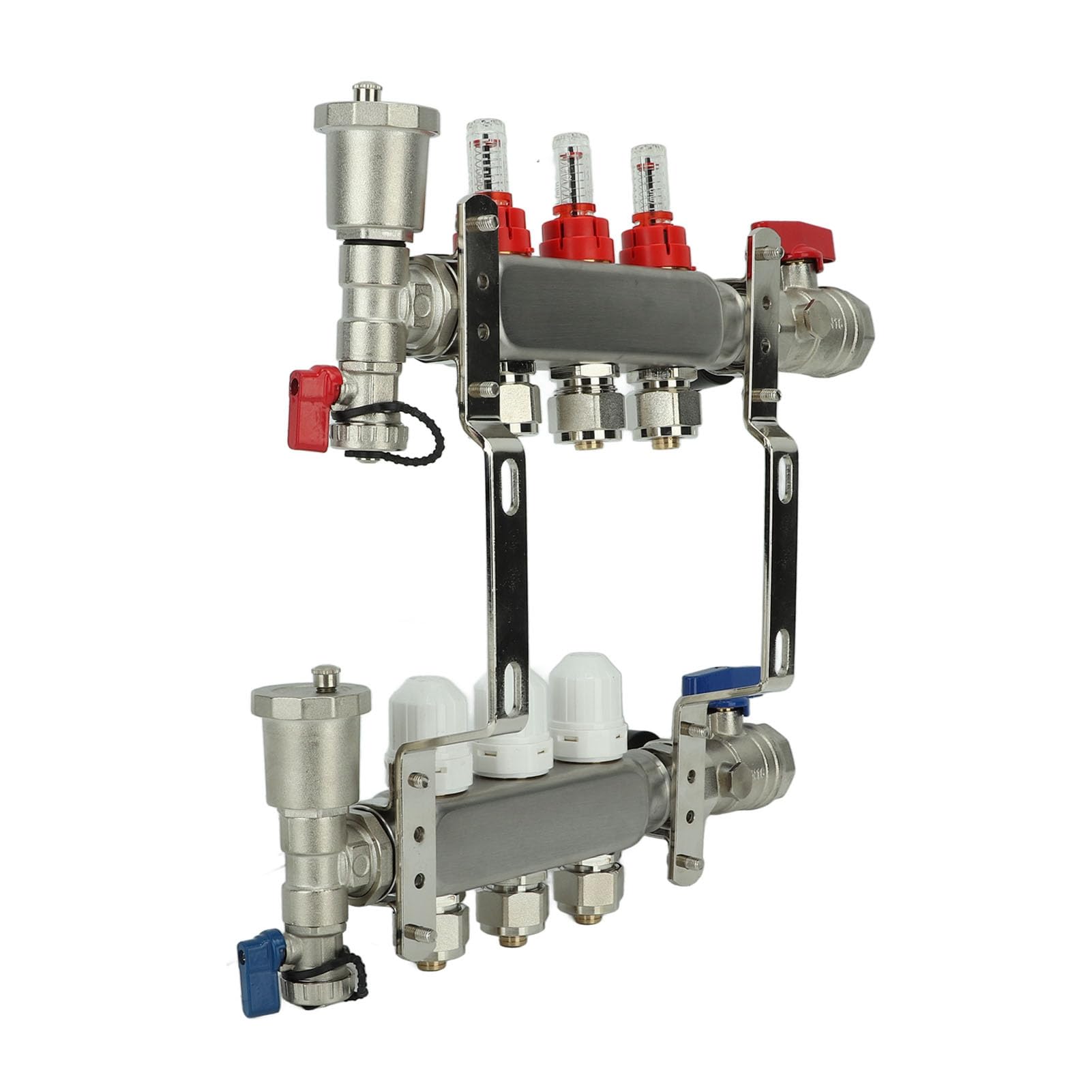 Jeanoko Kit de Colector de Calor Radiante de 3 Bucles con Componentes de Acero Inoxidable 304 para un Control Eficiente de la Temperatura en Calefacción por Suelo Radiante