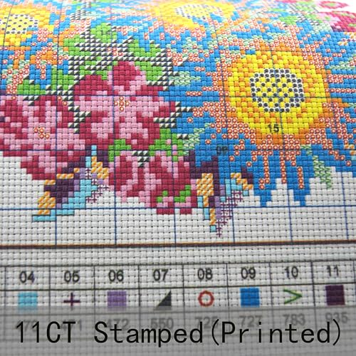 Image of JOYSEWING Sleeping Cat Stamped Cross Stitch Kits,Animals Counted Cross-Stitch Needlepoint Kits for Beginners,Embroidery Kit Arts and Crafts Home Decor (Lovely Lazy cat(11CT) 14.96 x15.35 inch)