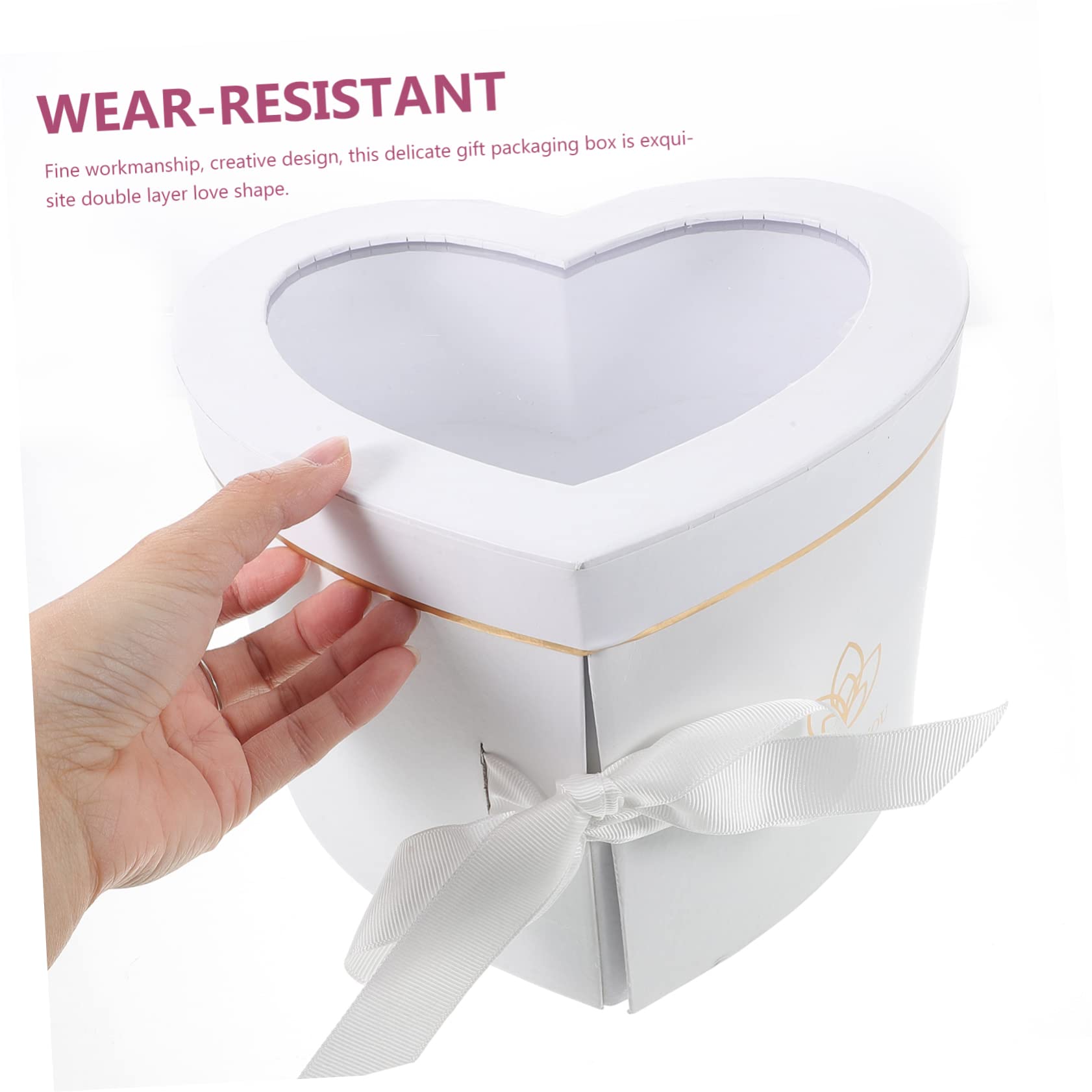 ABOOFAN 2stücke Doppelschichtige Herzform Blütenbox Mit Drehmechanismus Geschenkverpackung Für Frische Blumen Für Valentinstag Und Besondere Anlässe